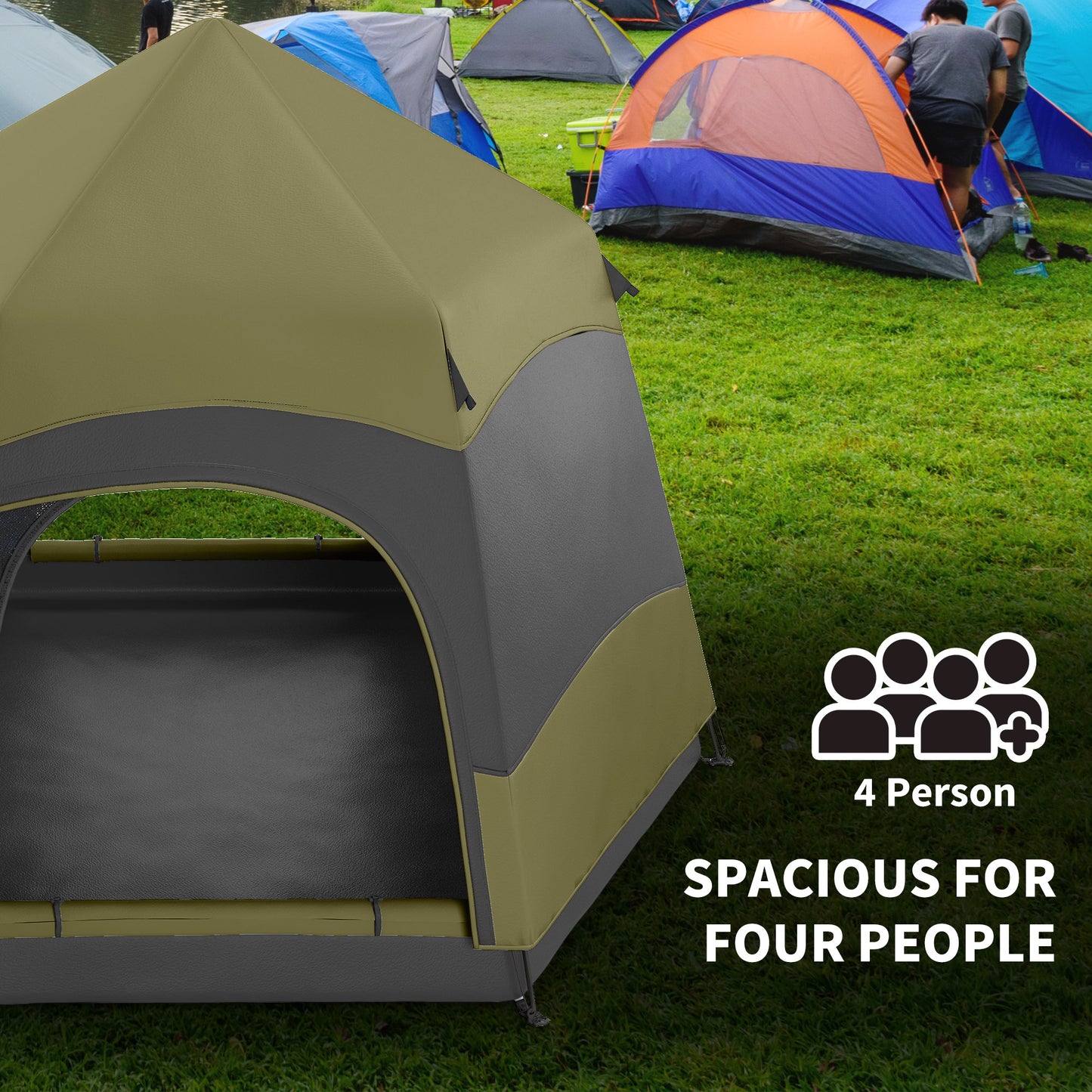 Six Man Hexagon Camping Tent with Hang Hook and Carry Bag