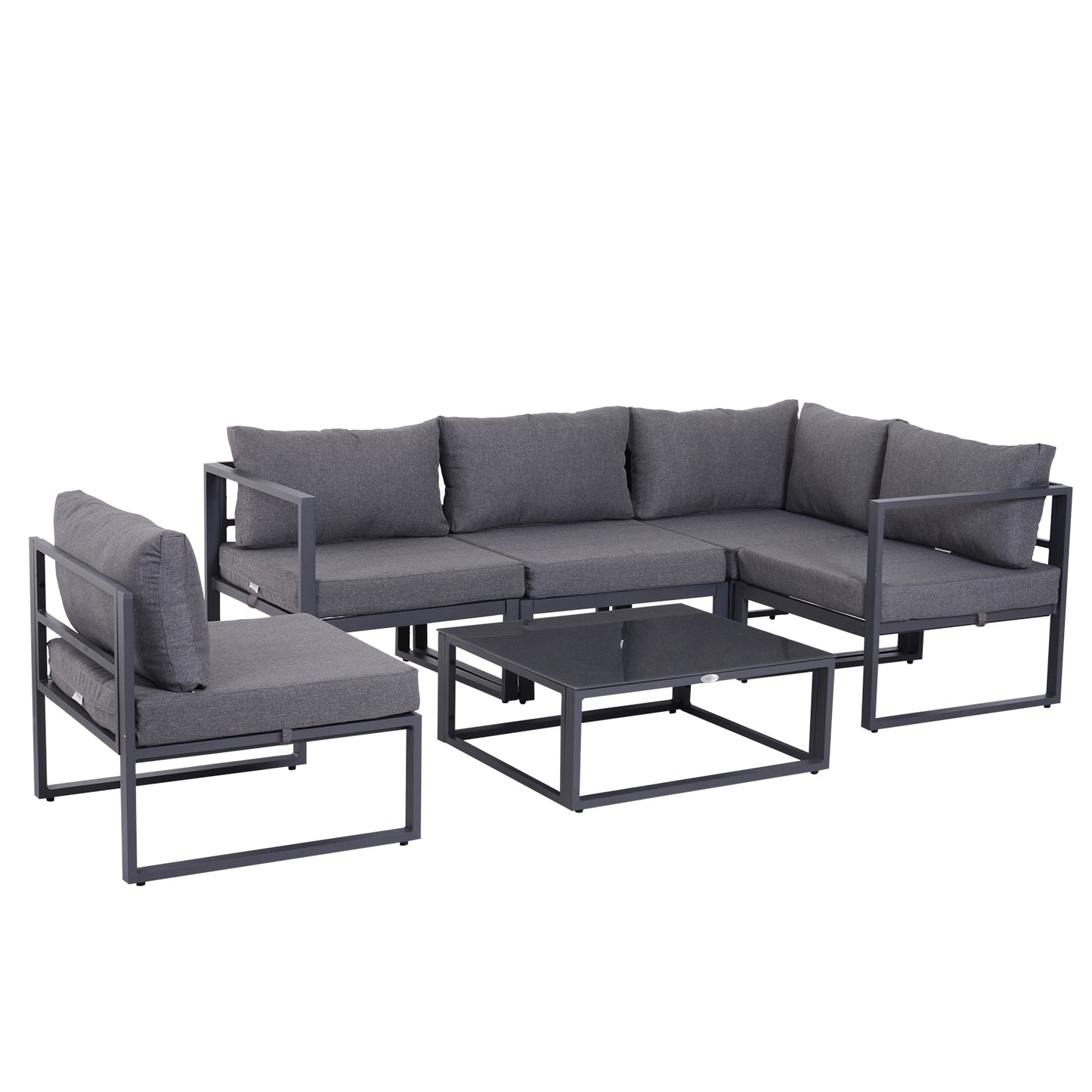 6 PCs Outdoor Indoor Sectional Corner Sofa Set Thick Padded