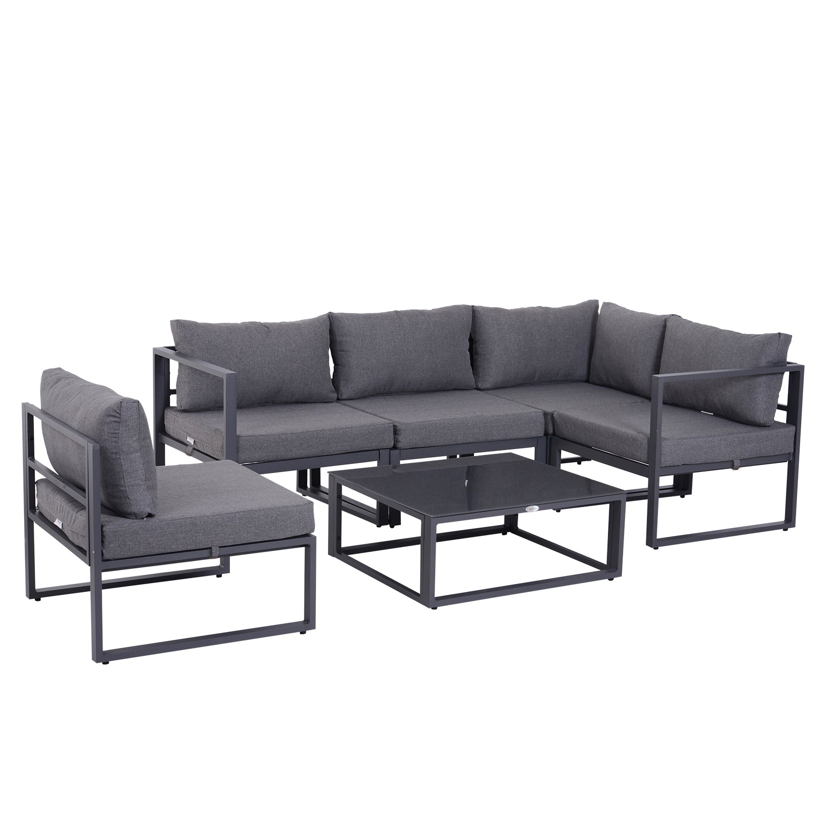 6 PCs Outdoor Indoor Sectional Corner Sofa Set Thick Padded