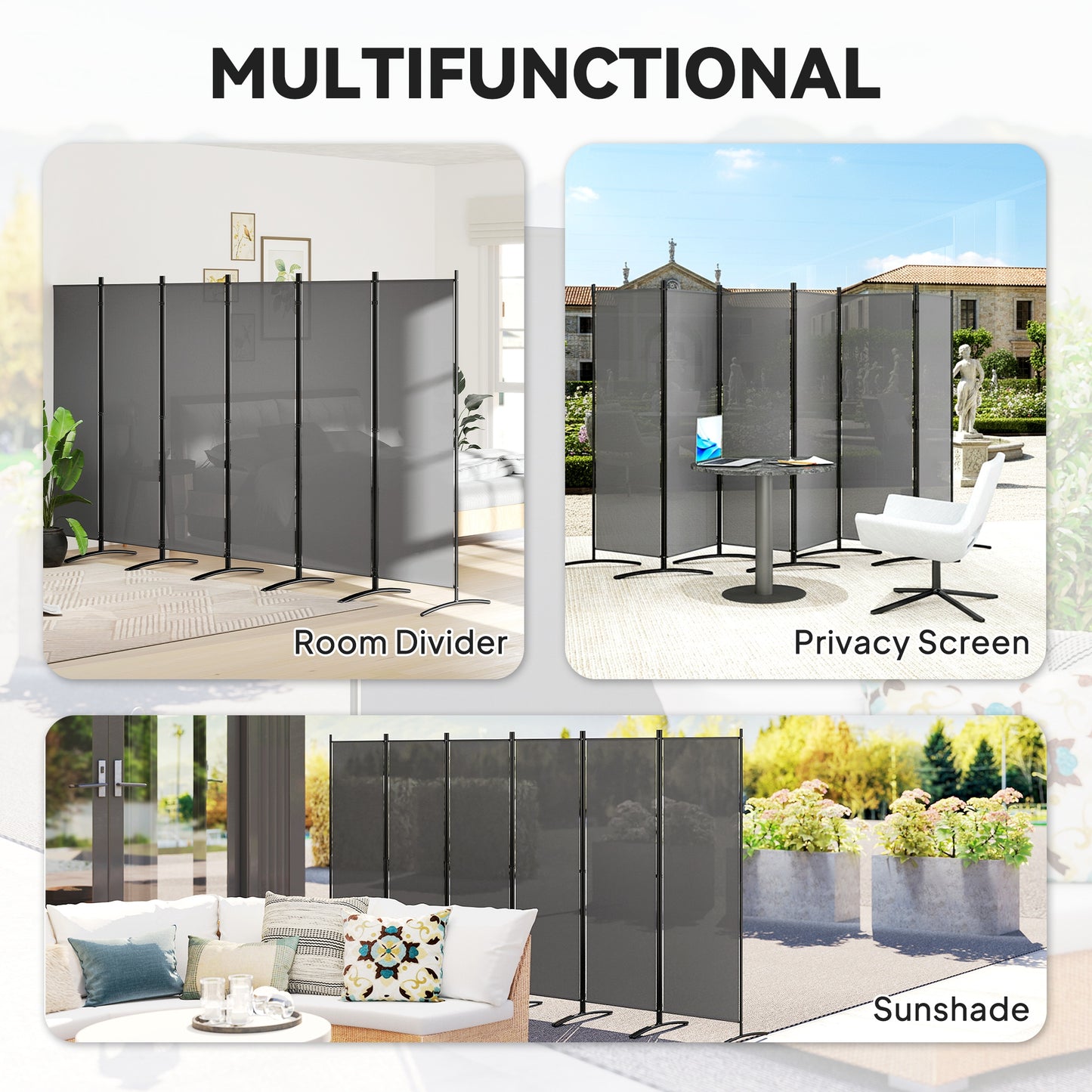 6 Panel Folding Room Divider Foldable Freestanding Garden Privacy