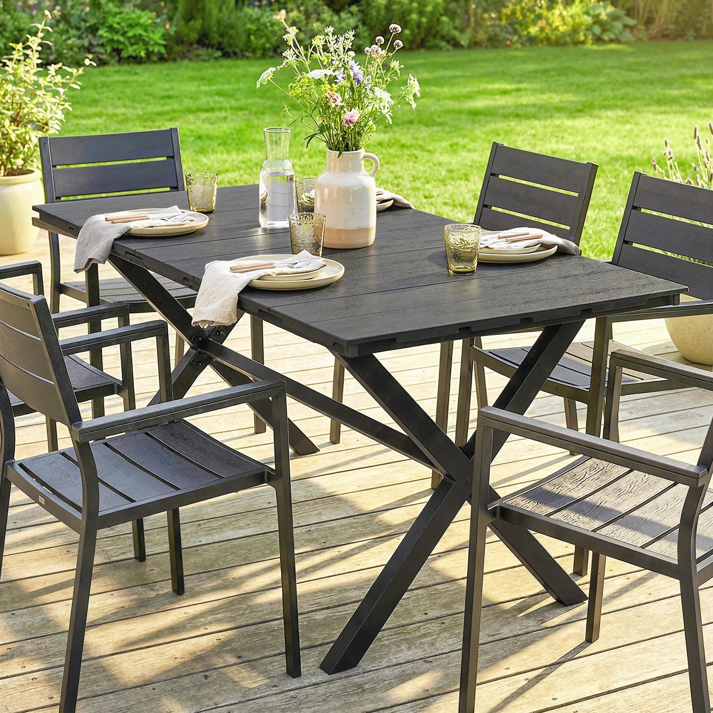 Garden Dining Table for 6, Rectangular Outdoor Table