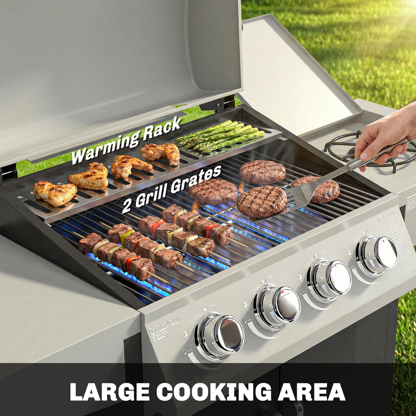 4+1 Burner Gas BBQ Grill with Side Burner