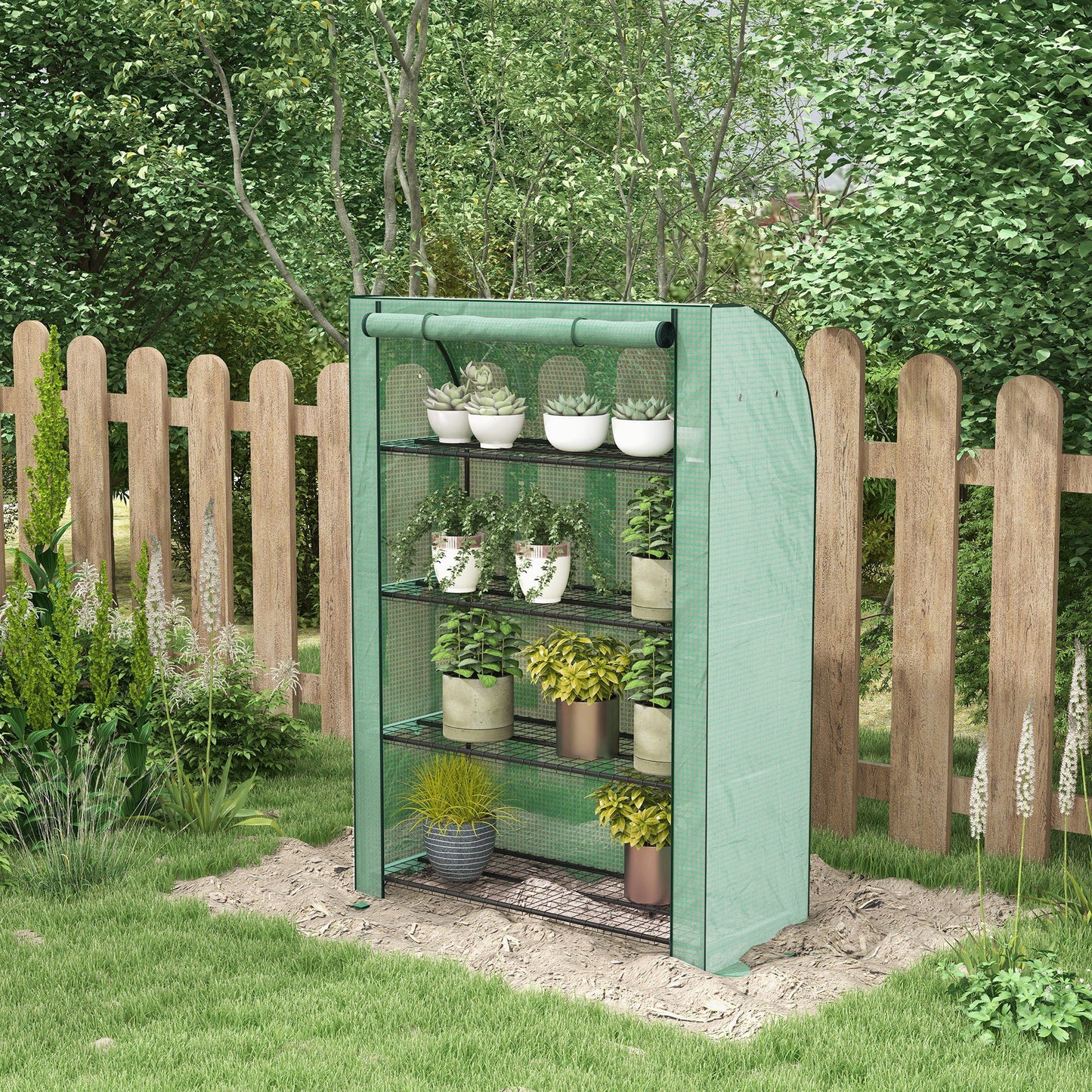 4 Tier Mini Greenhouse with Reinforced PE Cover