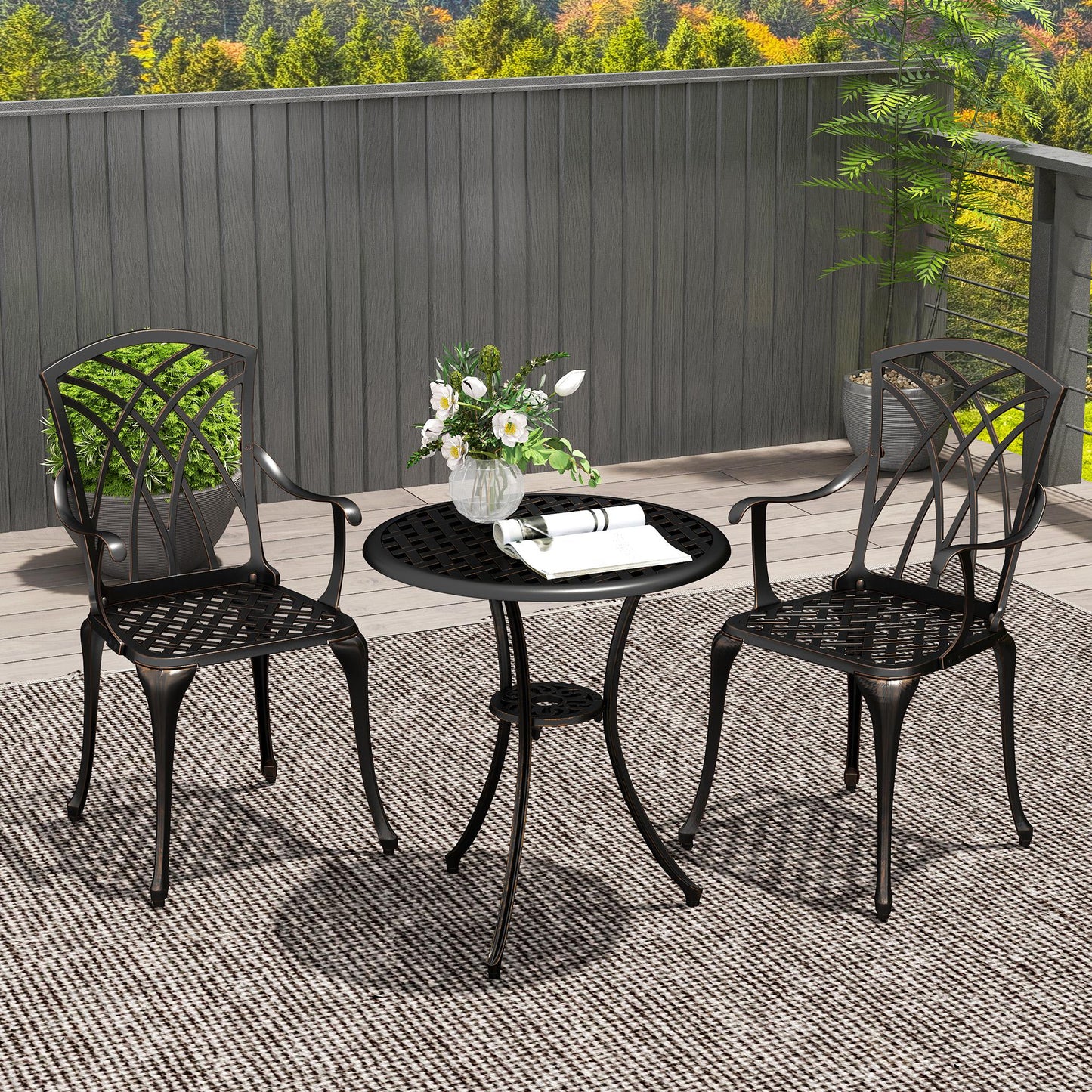3 Pieces Garden Dining Set for 2