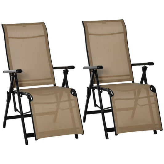 Outdoor Set of 2 Outdoor Sun Lounger 10-Position Adjustable