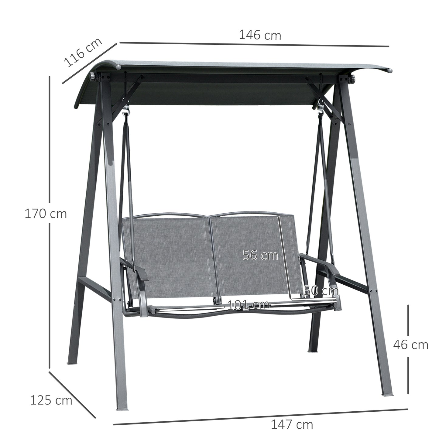 2 Seater Garden Swing Seat Swing Chair
