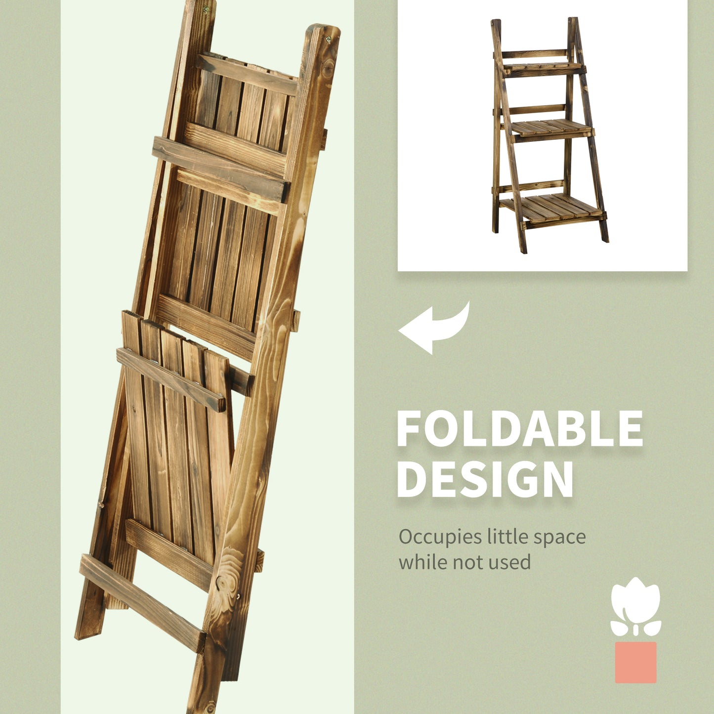 Wooden Folding Flower Pot Stand 3 Tier Garden Planter Display (2)