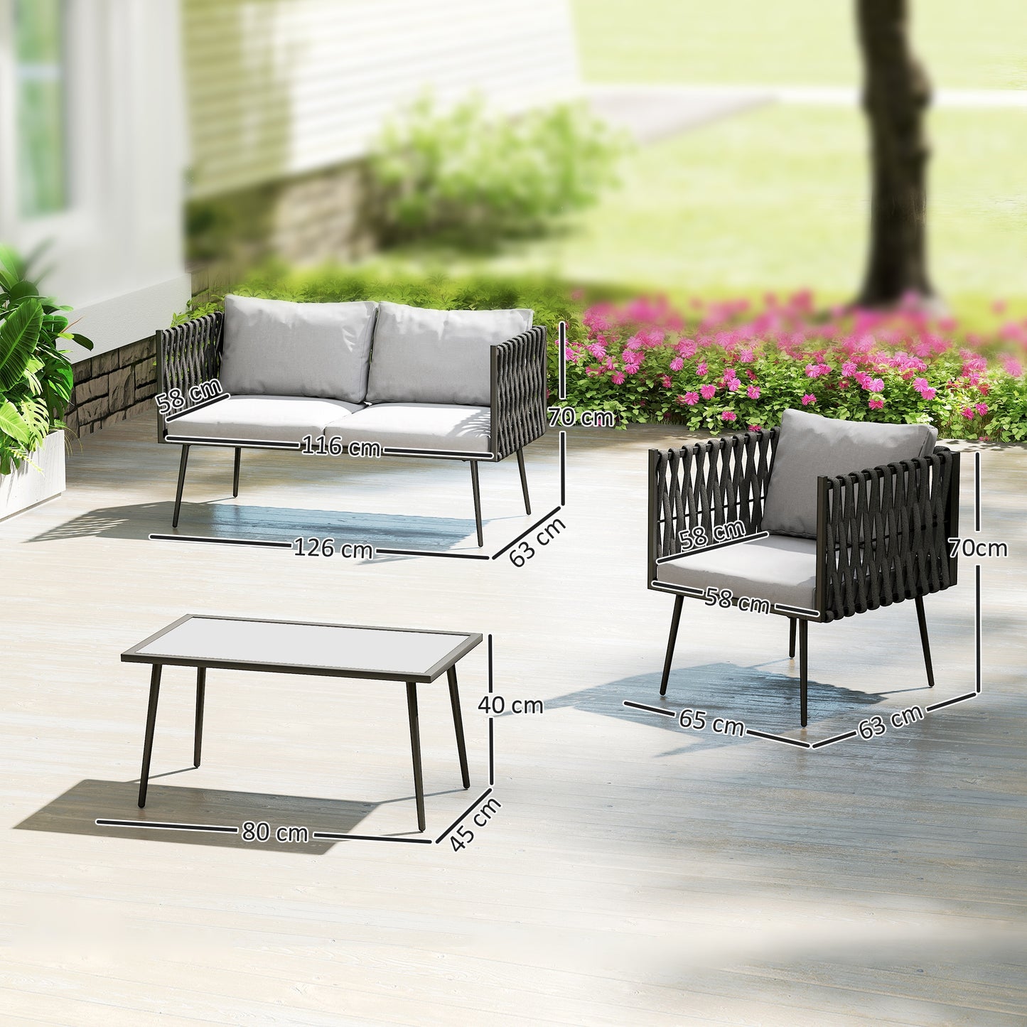 4-Piece Garden Furniture Set with Cushions