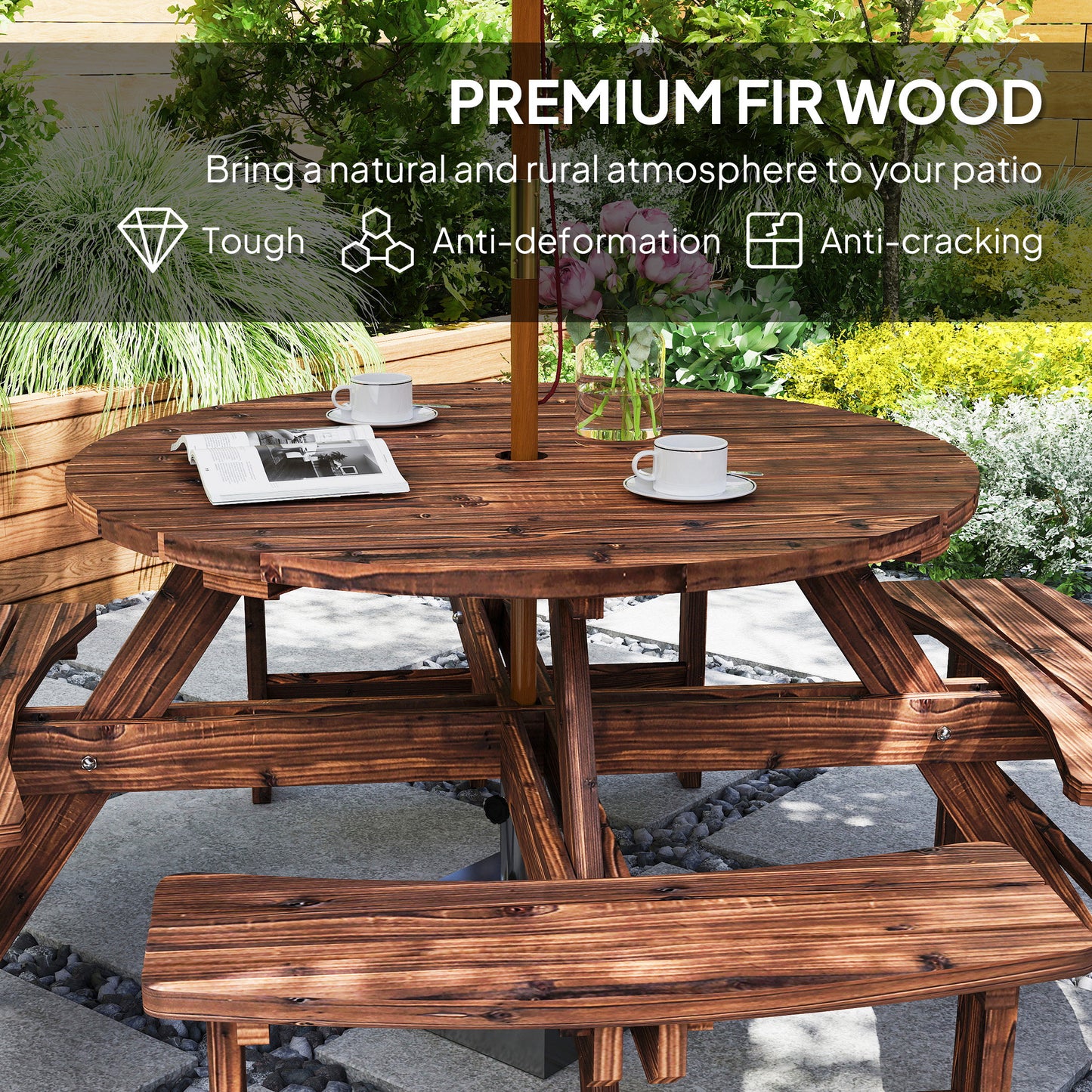 Wooden Garden Dining Set, 8 Seater Patio Furniture Set