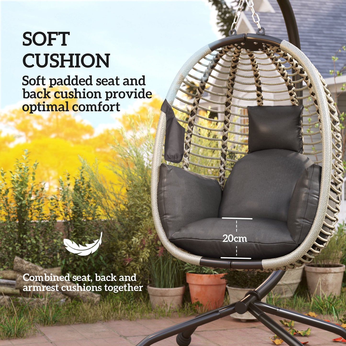 Outdoor Swing Chair with Thick Padded Cushion (1)