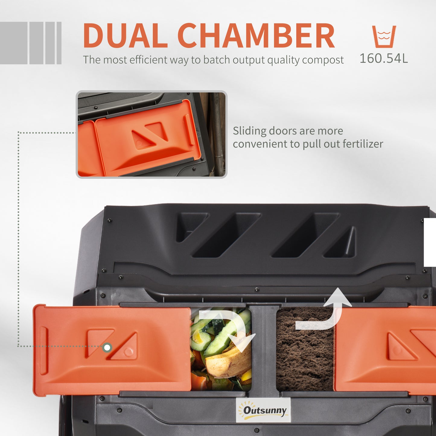 160L 360° Rotating Dual Chamber Composter