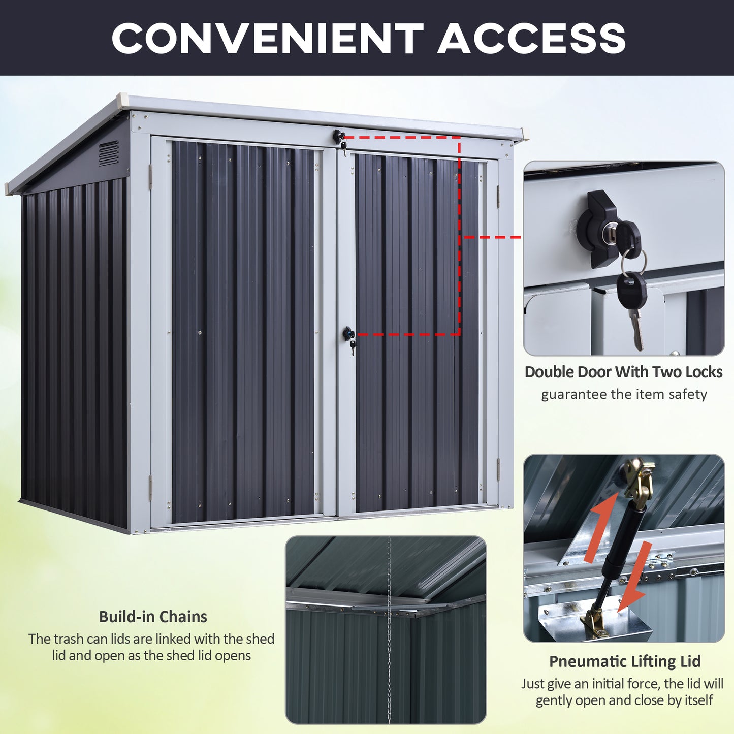 3.2 x 5.1ft Corrugated Steel Two-Bin Storage Shelter