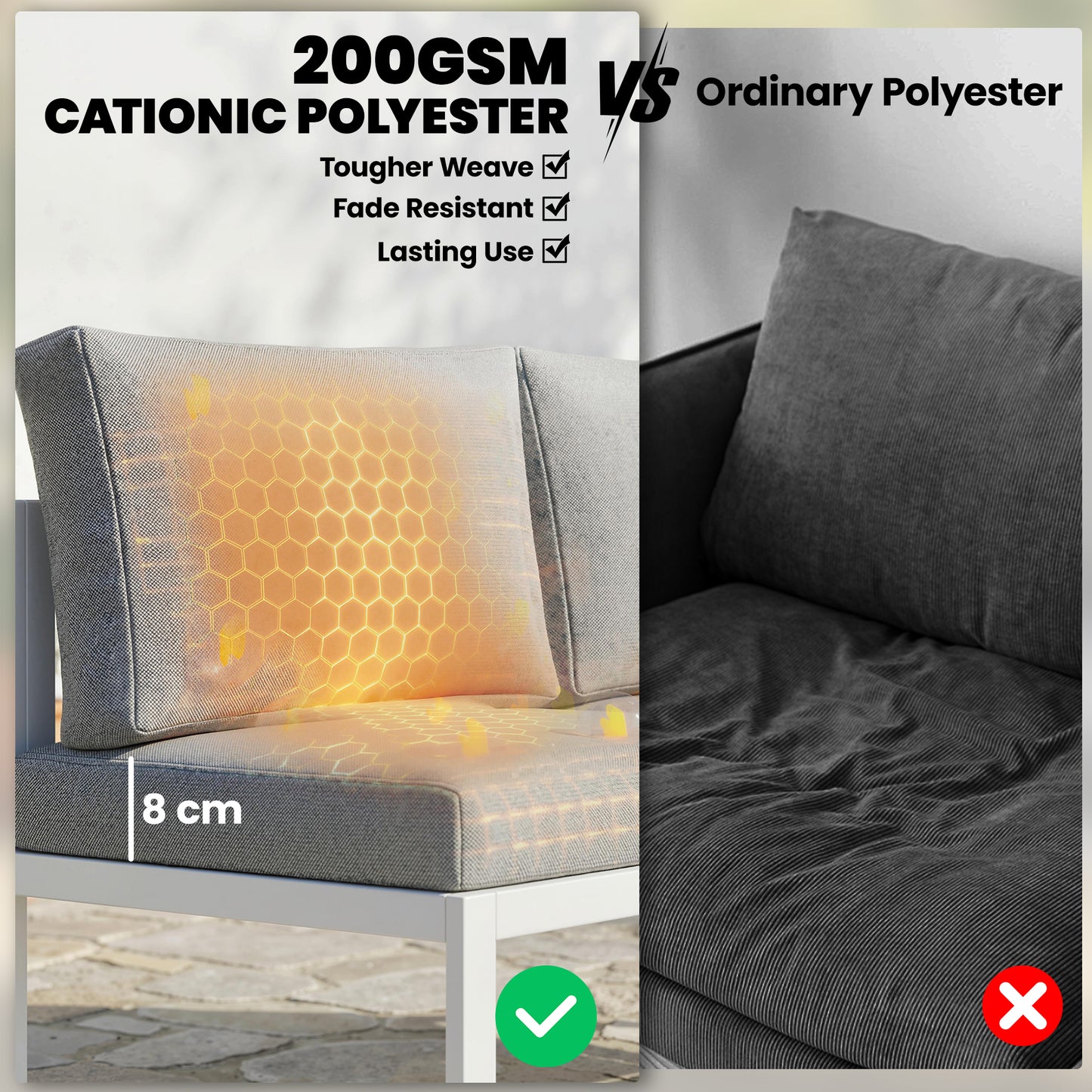6 Seater Metal Garden Furniture Corner Sofa Set with 3 Loveseats