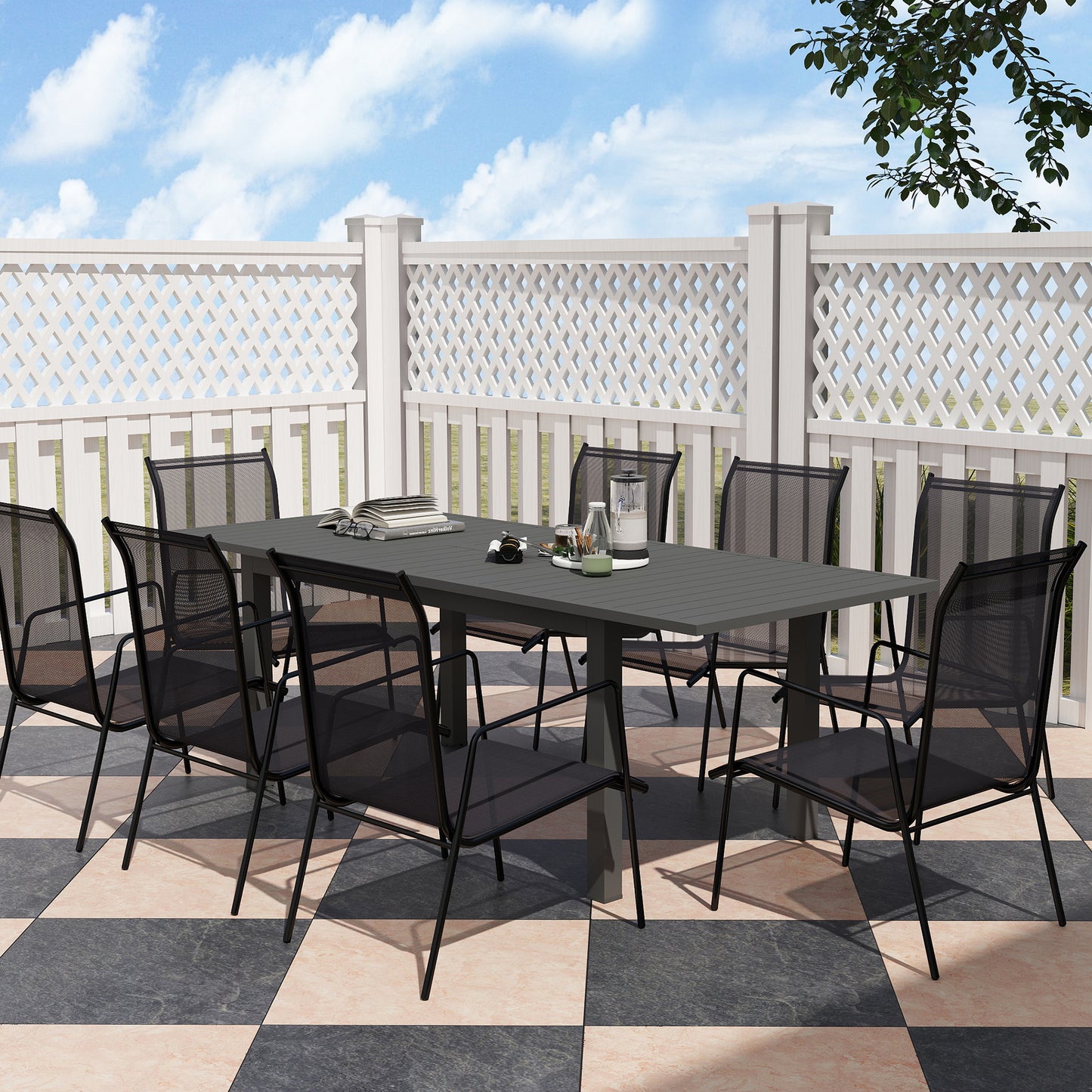 Aluminium Extending Garden Table with Slatted Top for 6-8 Person