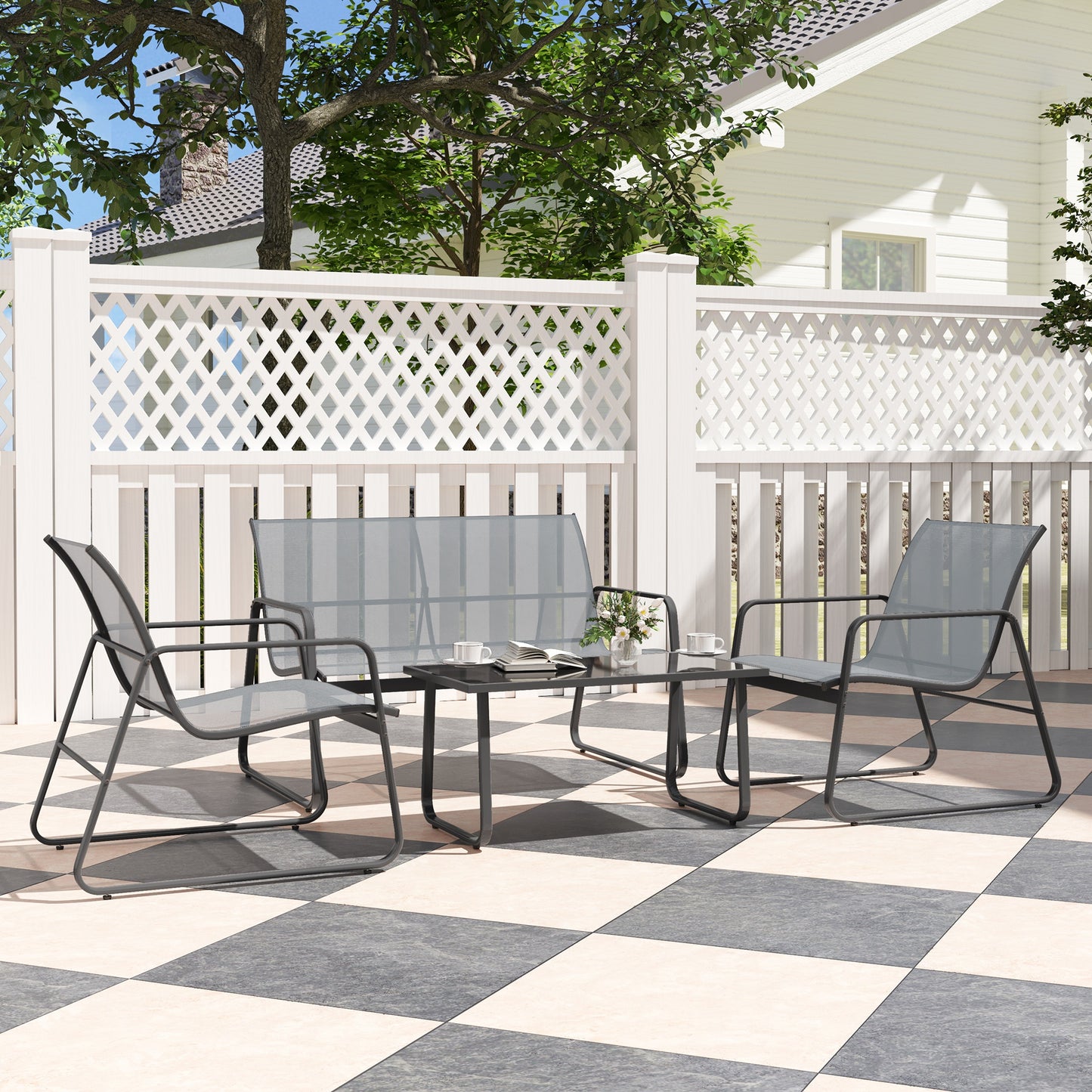 Four-Piece Minimalistic Garden Sofa Set