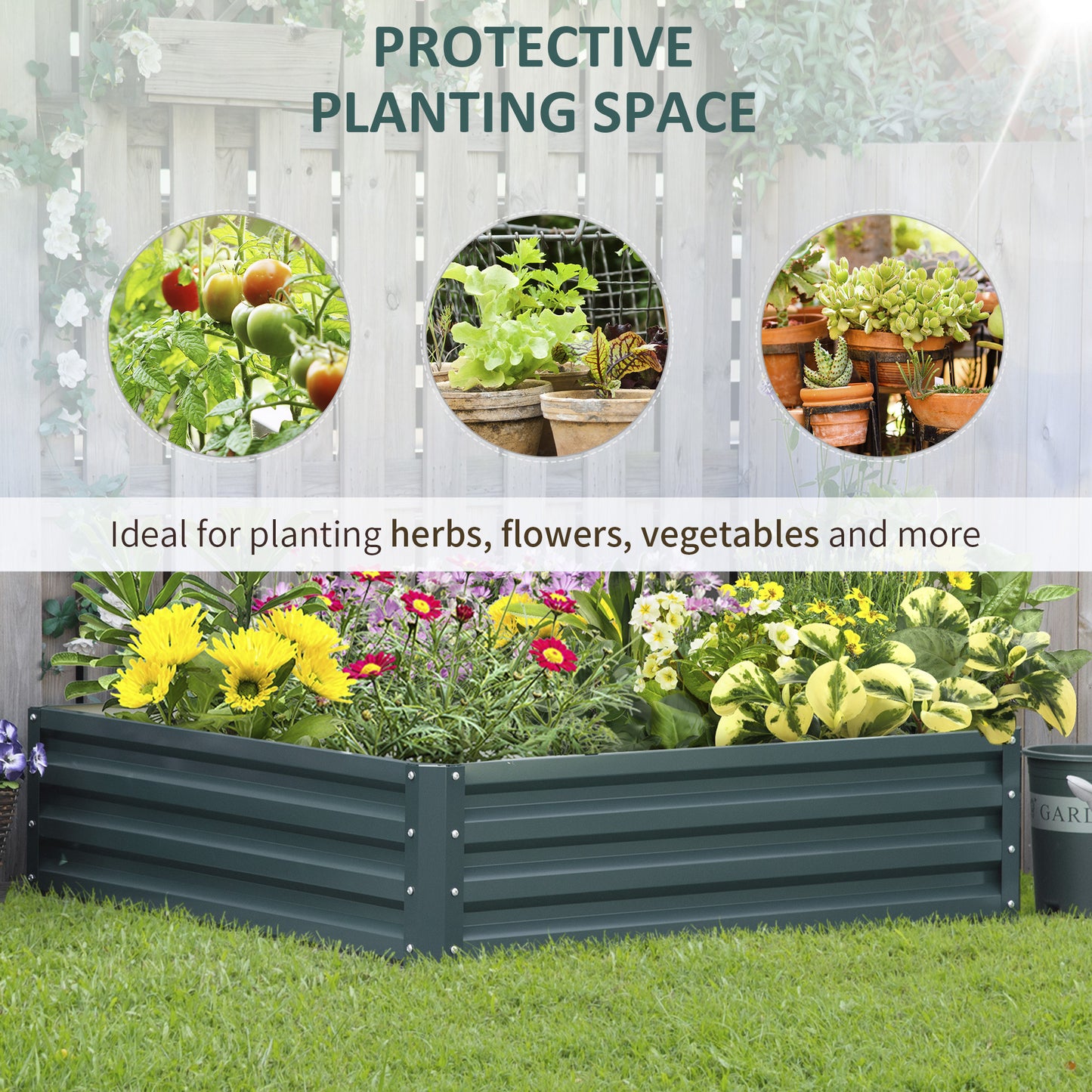 Square Raised Garden Bed Box with Weatherized Steel Frame