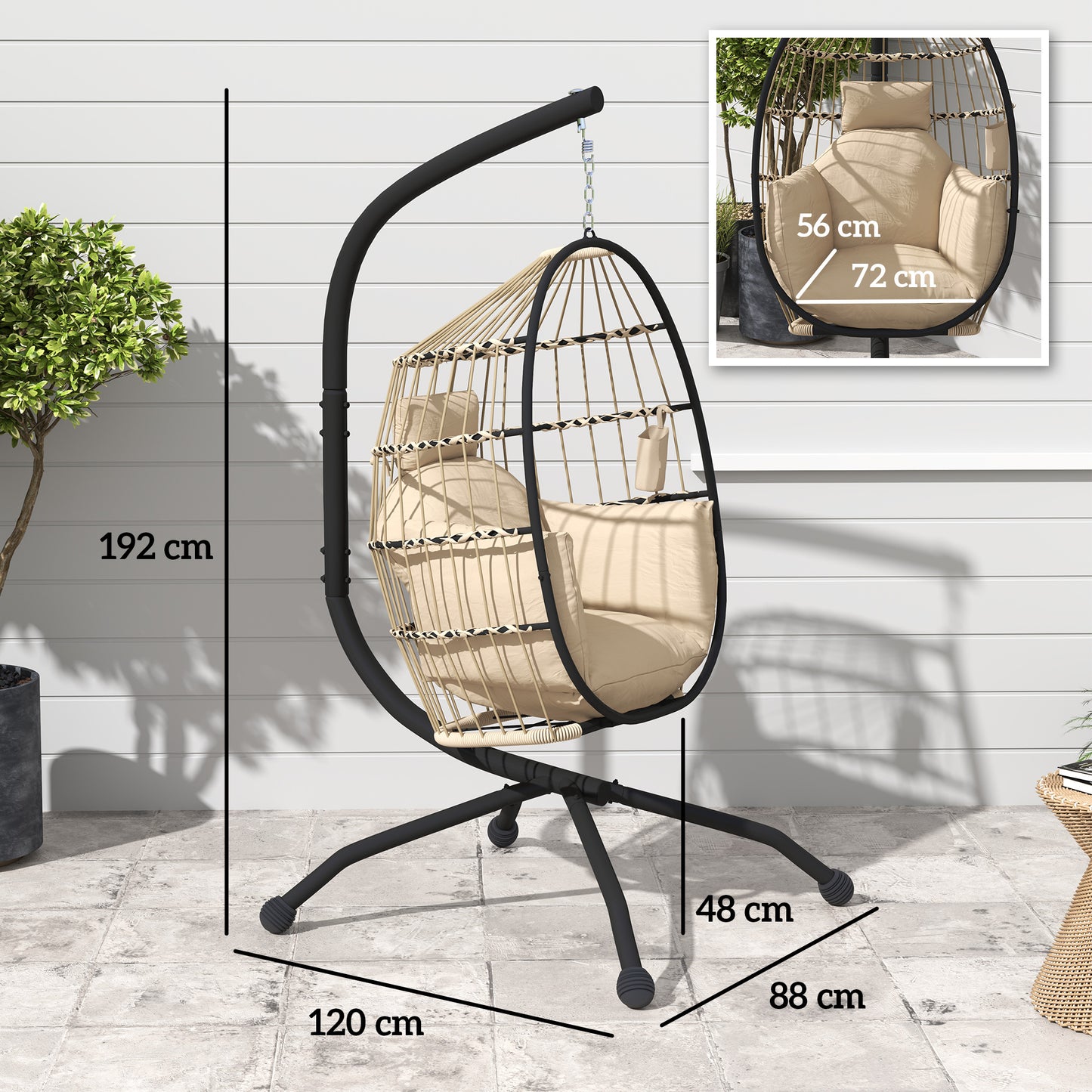 Hanging Egg Chair Outdoor Indoor Garden Swing Chair