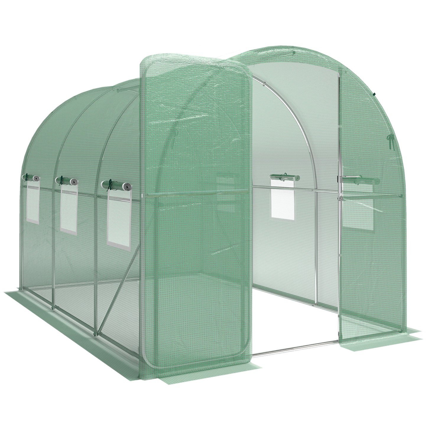 2 x 3 m Walk-in Polytunnel Greenhouse with Hinged Door
