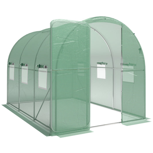 2 x 3 m Walk-in Polytunnel Greenhouse with Hinged Door