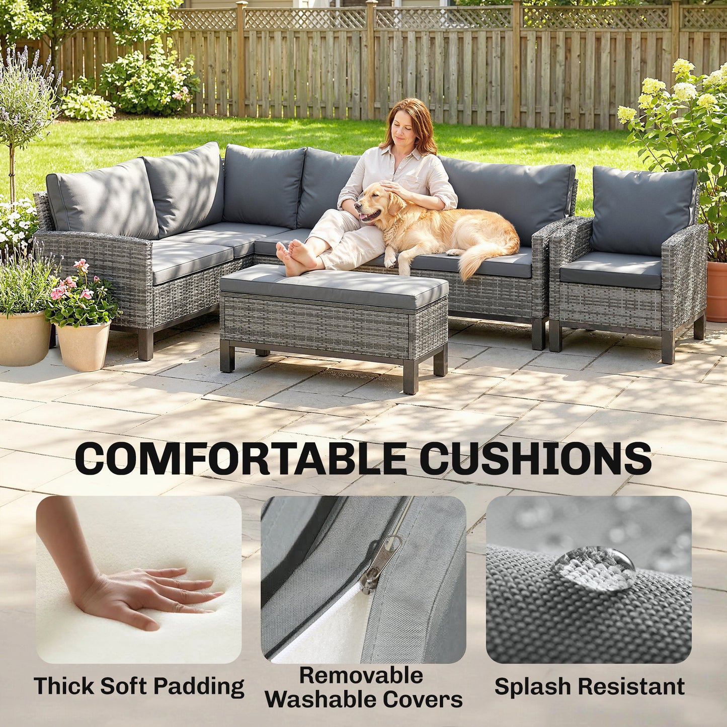 9 Seater Rattan Garden Furniture Corner Sofa Set