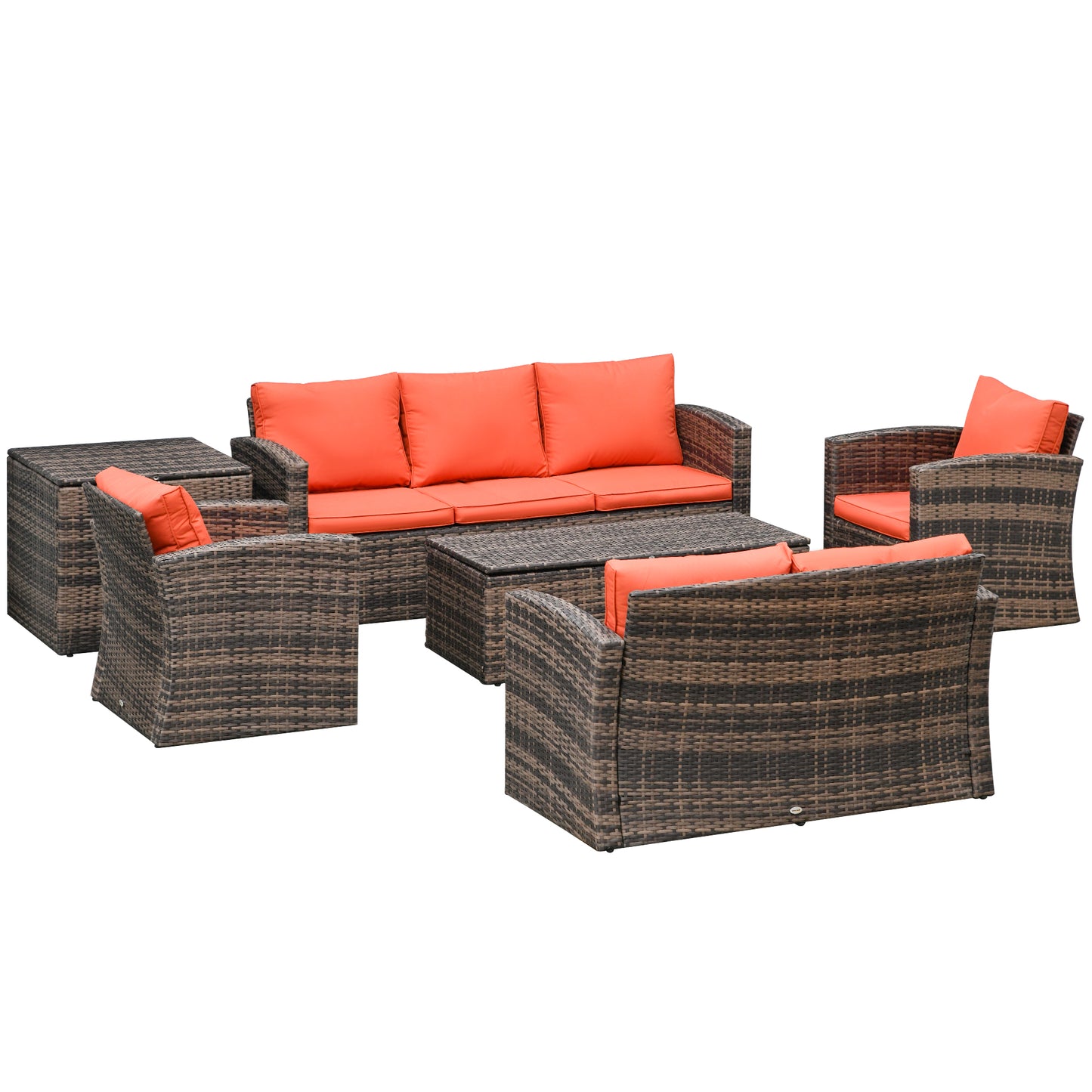 6 Pieces Rattan Garden Furniture Set