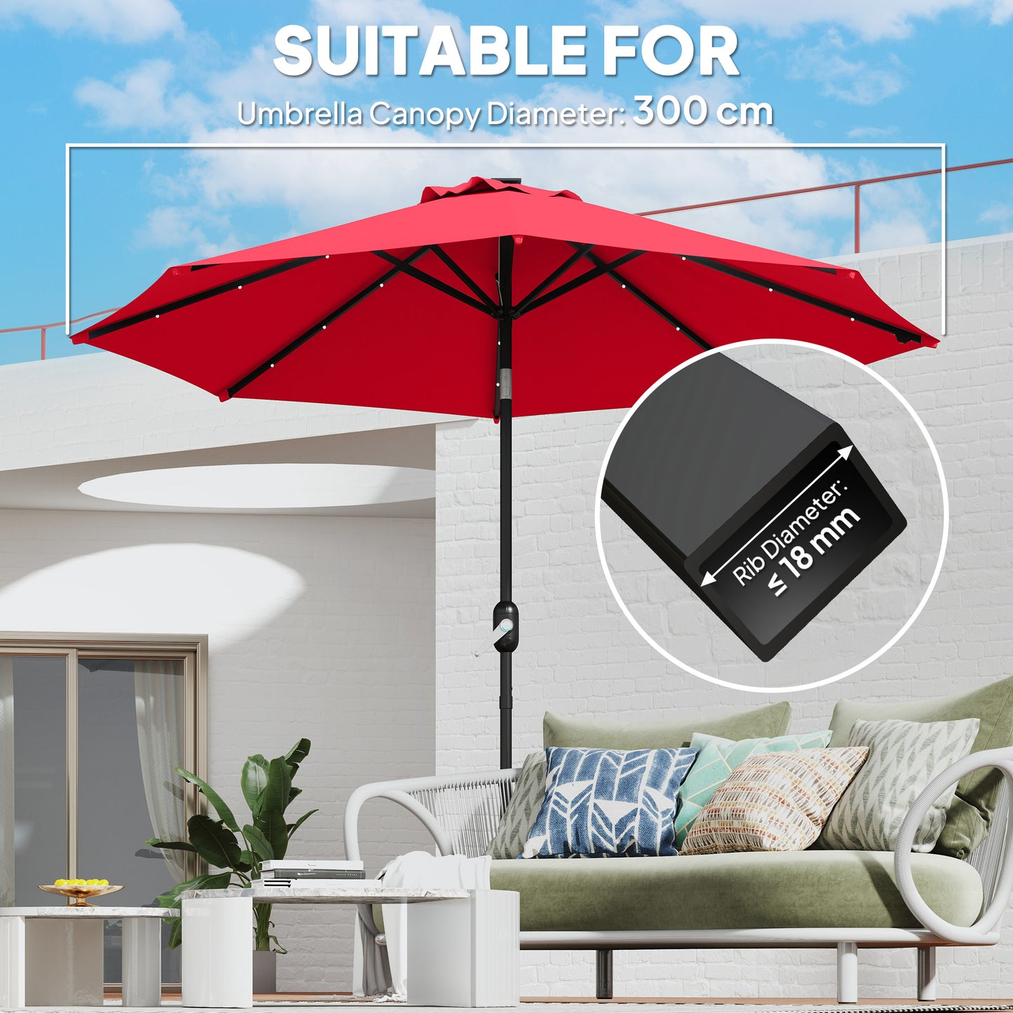 3 m Replacement Parasol Canopy with Top Vent