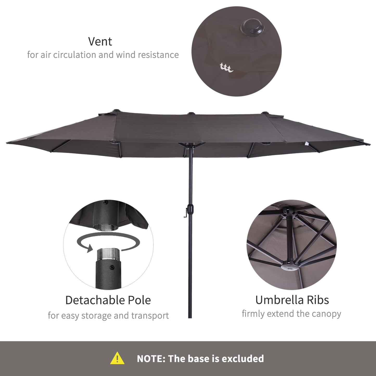 4.6m Garden Parasol Double-Sided Sun Umbrella Patio Market Shelter