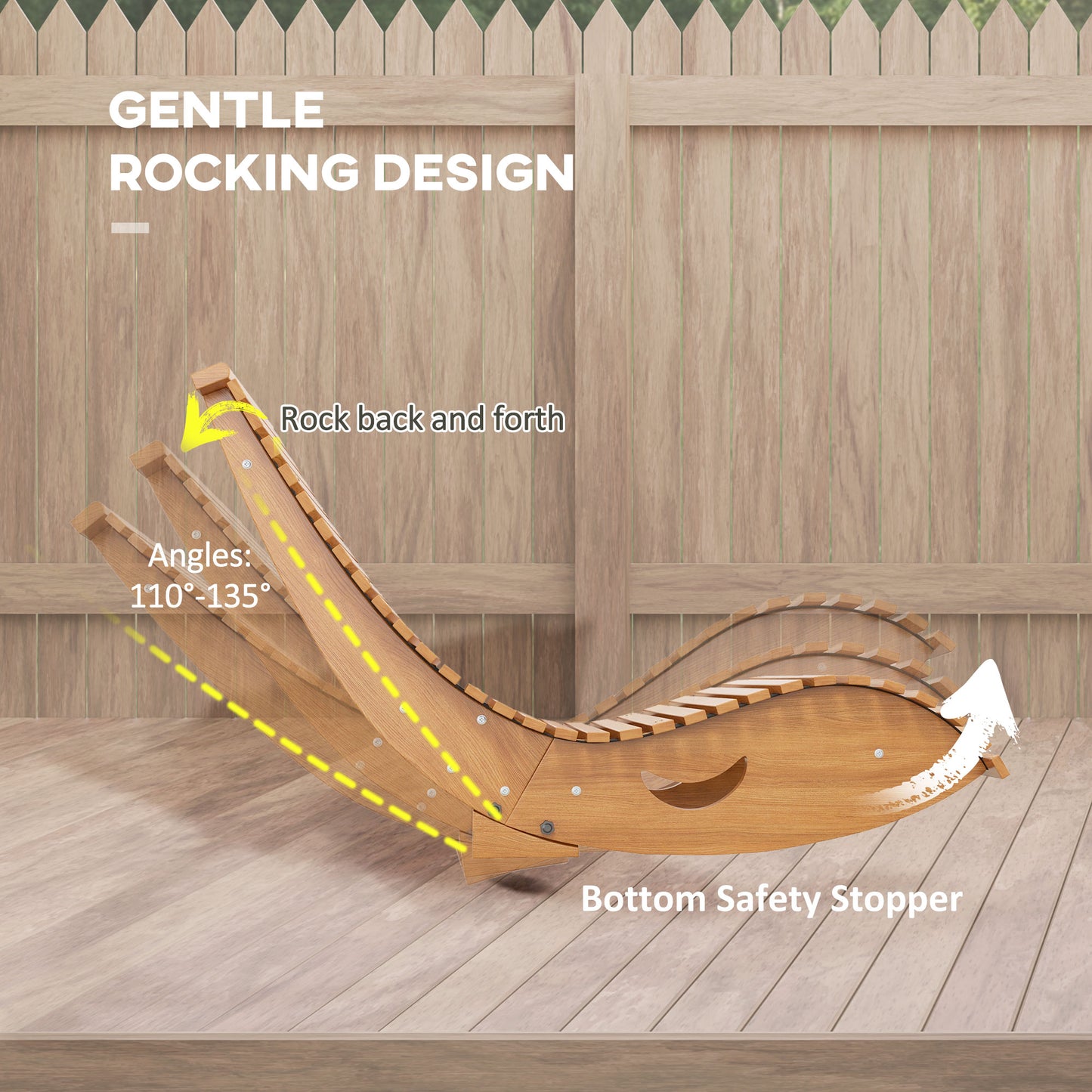 Outdoor Rocking Chair w/ Slatted Seat, Wooden Rocking Chair