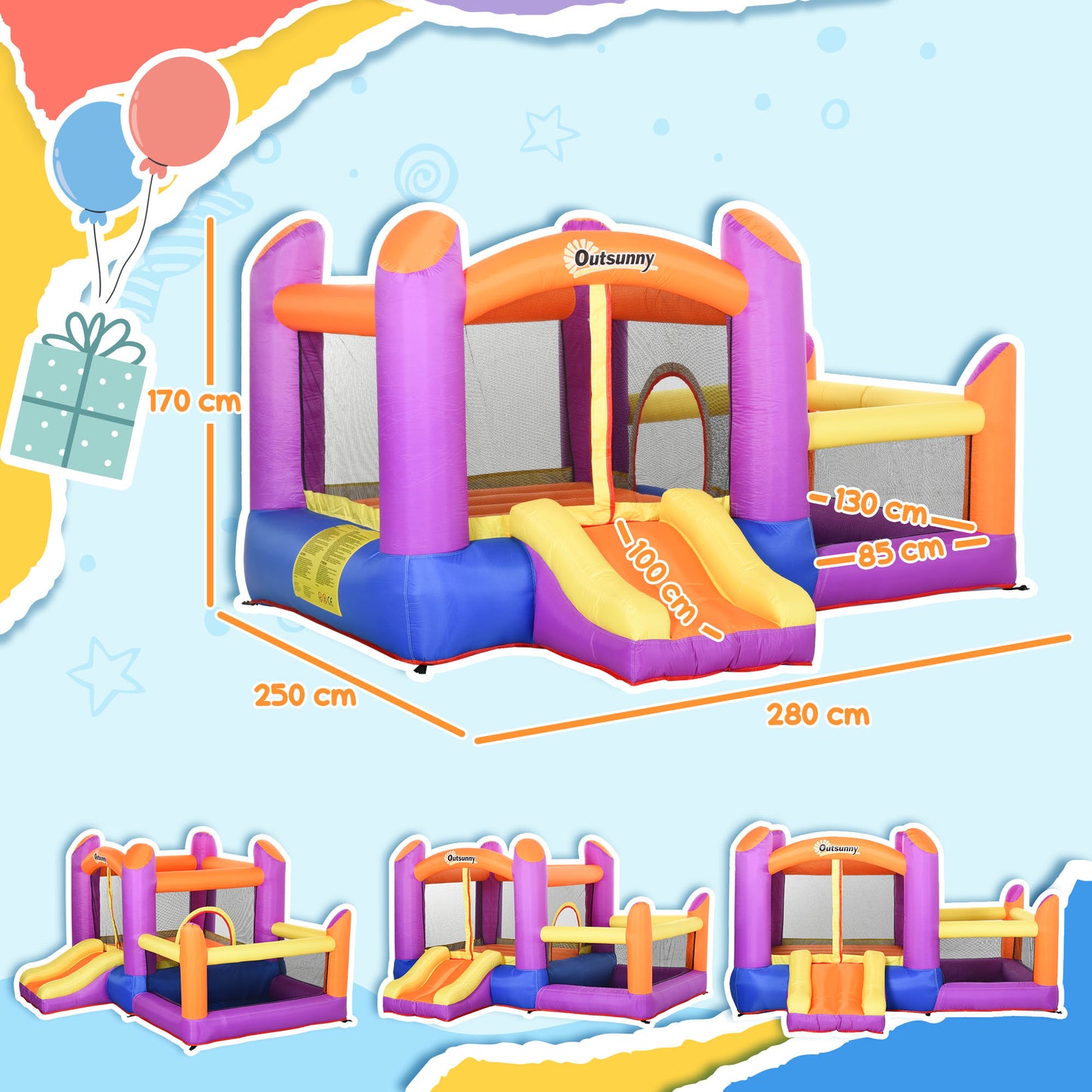 Kids Bouncy Castle House Inflatable Trampoline Slide Water Pool 3