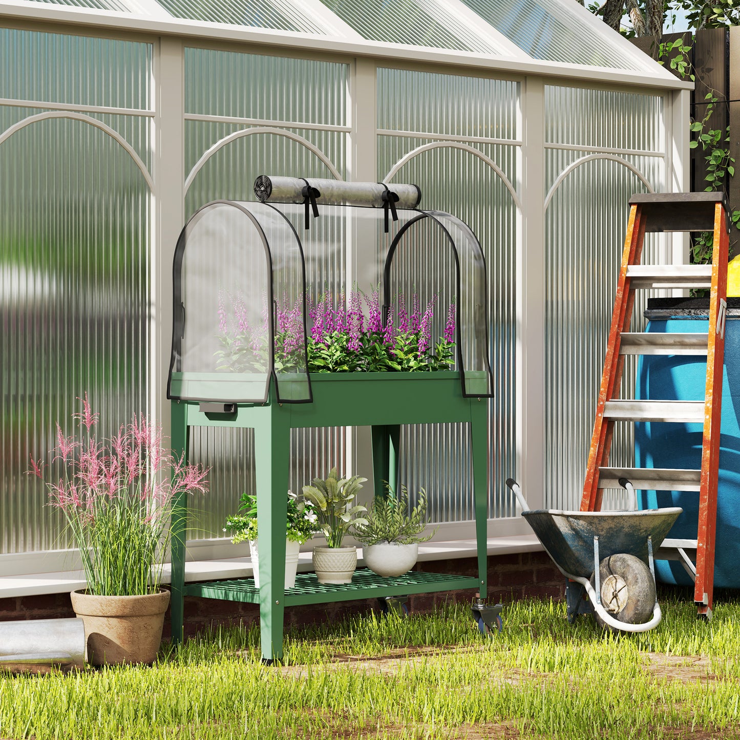 Raised Planter with Greenhouse Cover