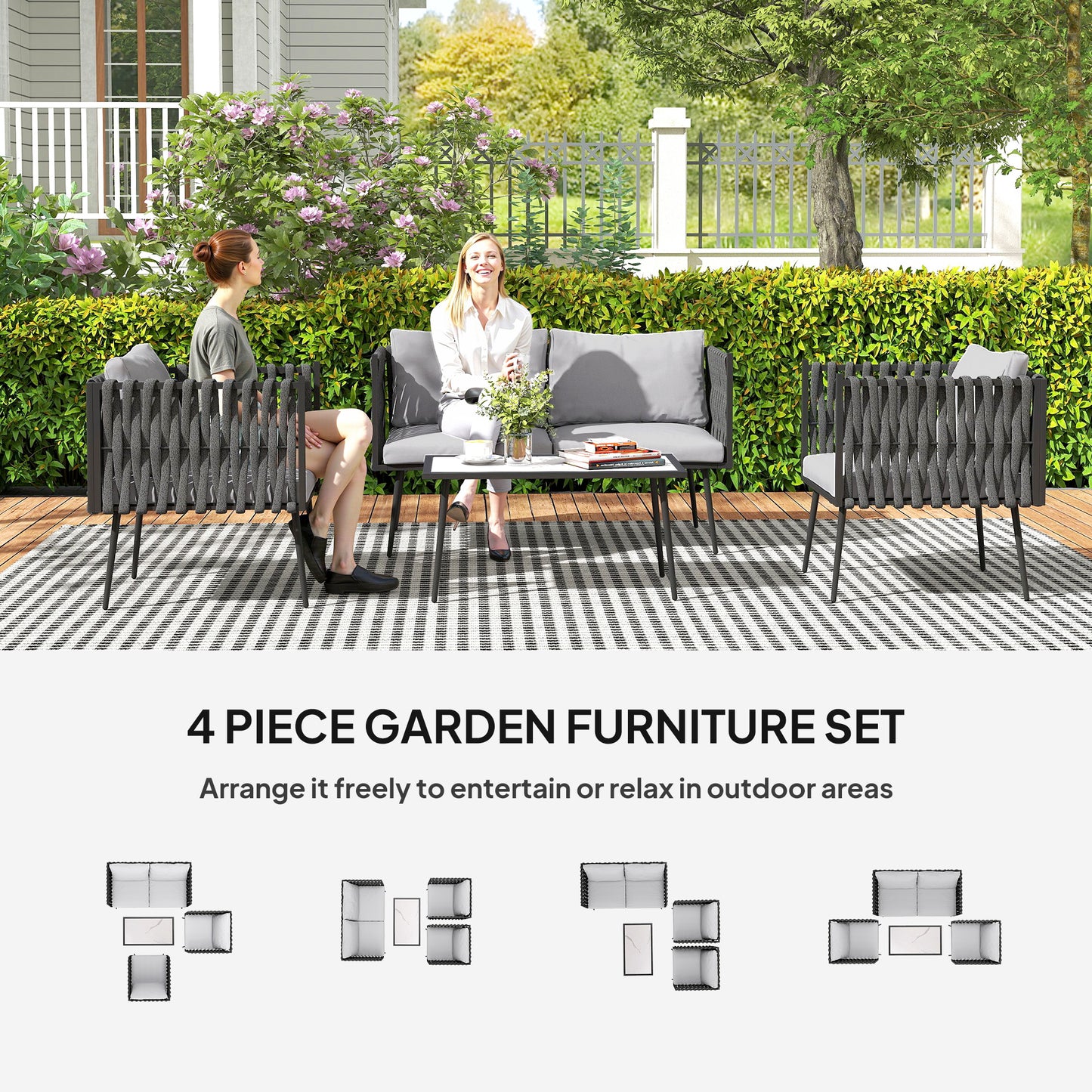 4-Piece Garden Furniture Set with Cushions