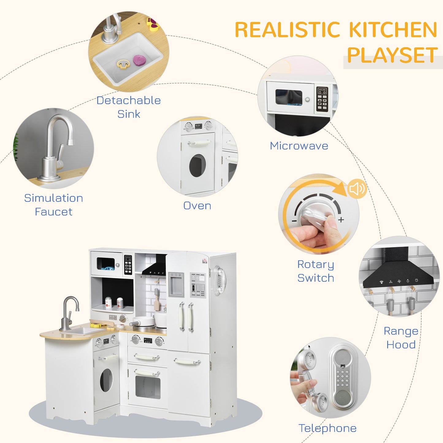Kids Kitchen Playset, Large Pretend Role Play Kitchen