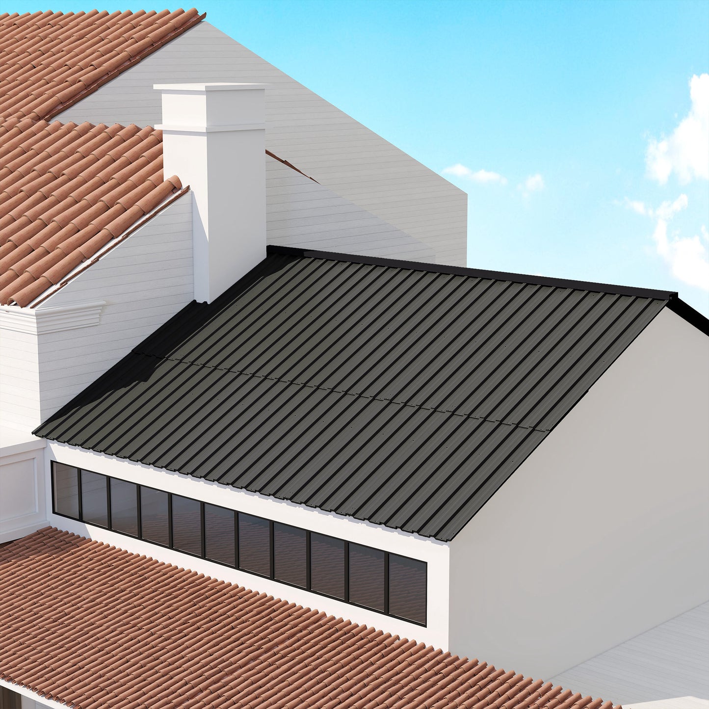 Set of 12 Corrugated Steel Roof Sheet Panels