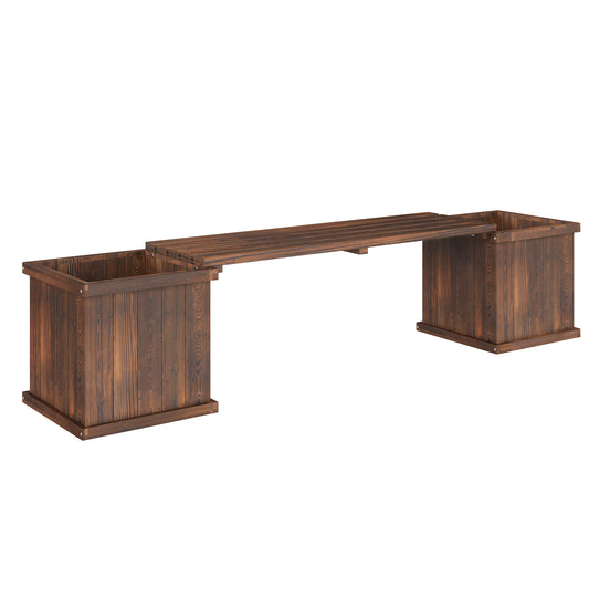 Wooden Garden Planter & Bench Combination Garden Raised Bed Patio