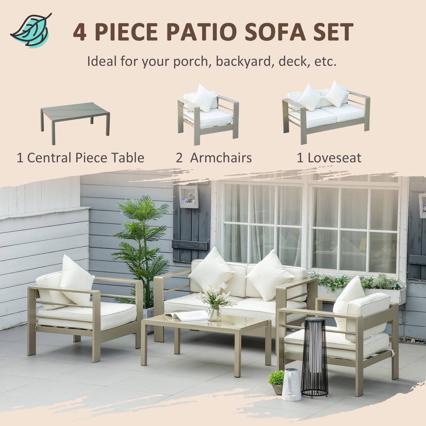 4 Pieces Outdoor Garden Furniture Set