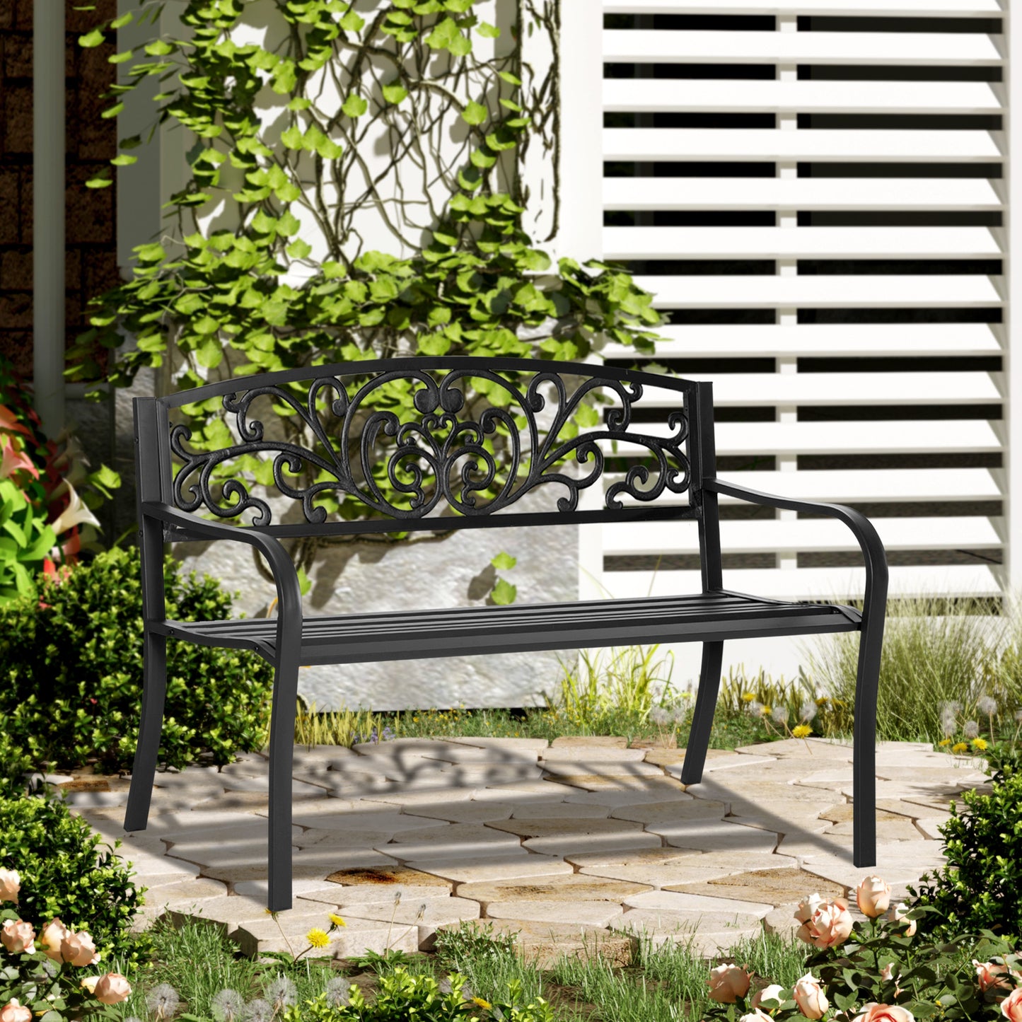 2-Seater Garden Bench, Steel