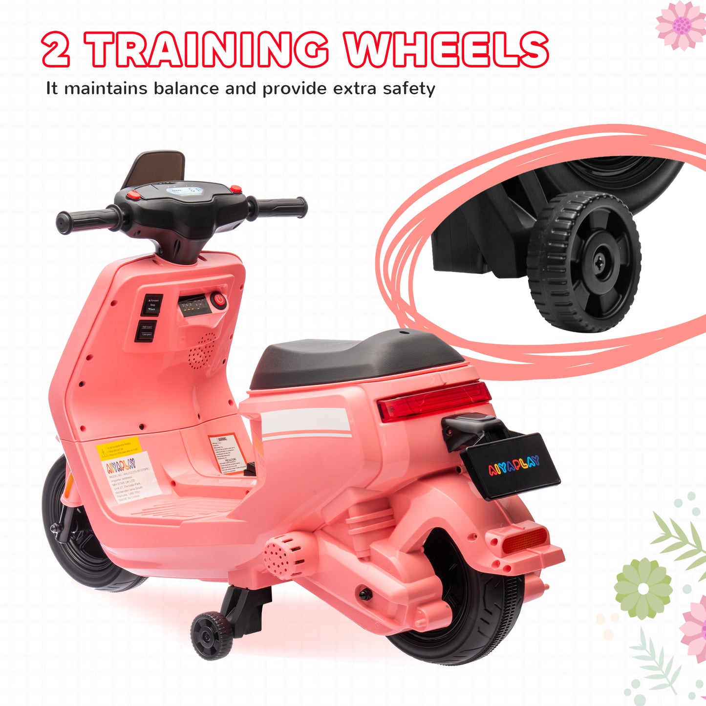 6V Ride on Motorbike, Kids Electric Motorbike w/ Headlights, Music