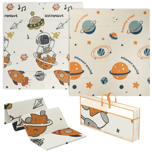 Space-Themed Baby Plat Mat Double Sided, Foldable