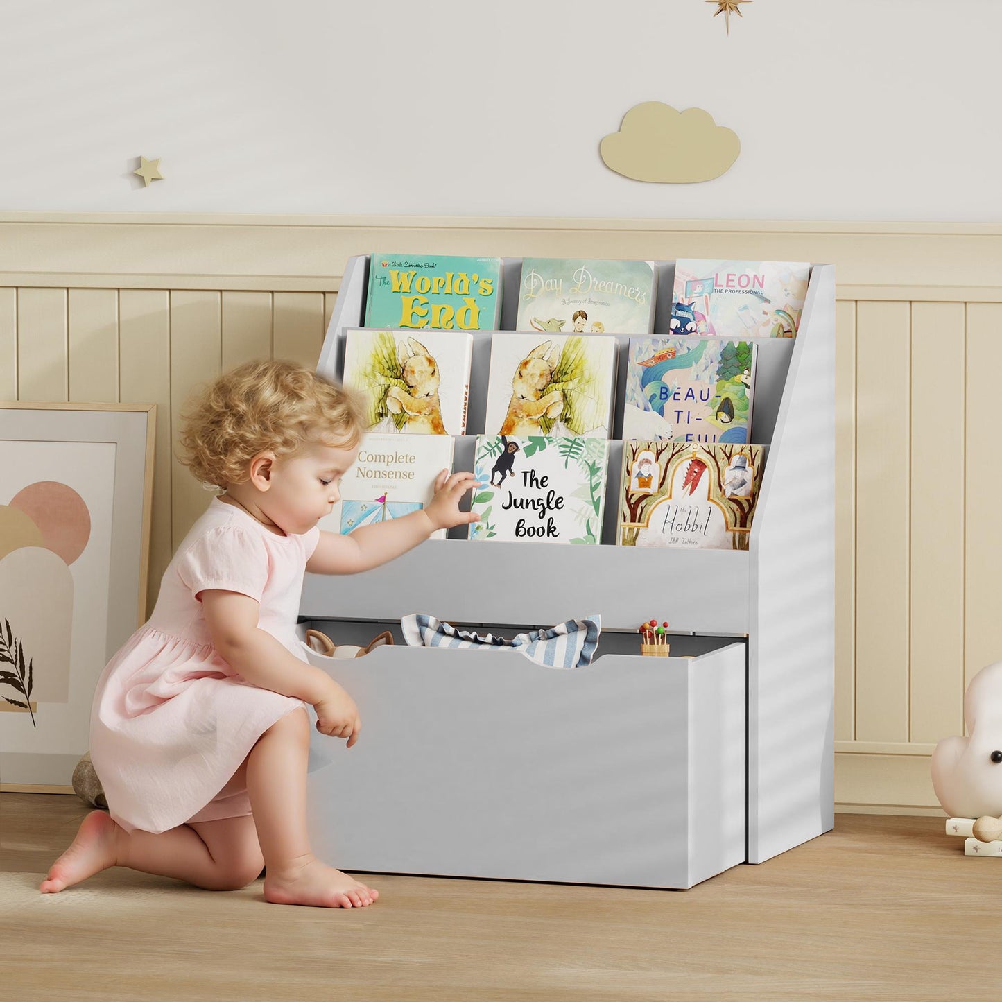 Bookcase for Kids with Shelves, Drawer, Bookcase for Bedroom, Playroom