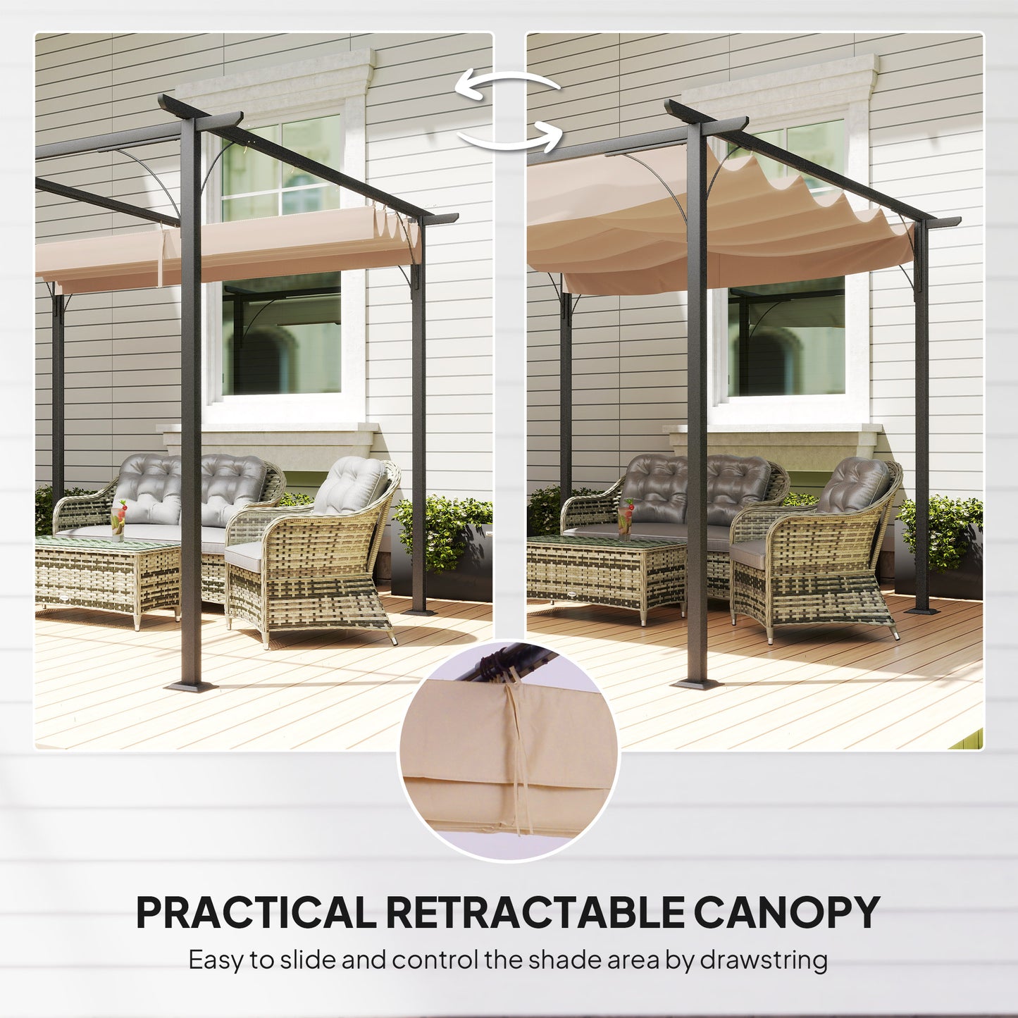 3 x 3(m) Metal Pergola with Retractable Roof