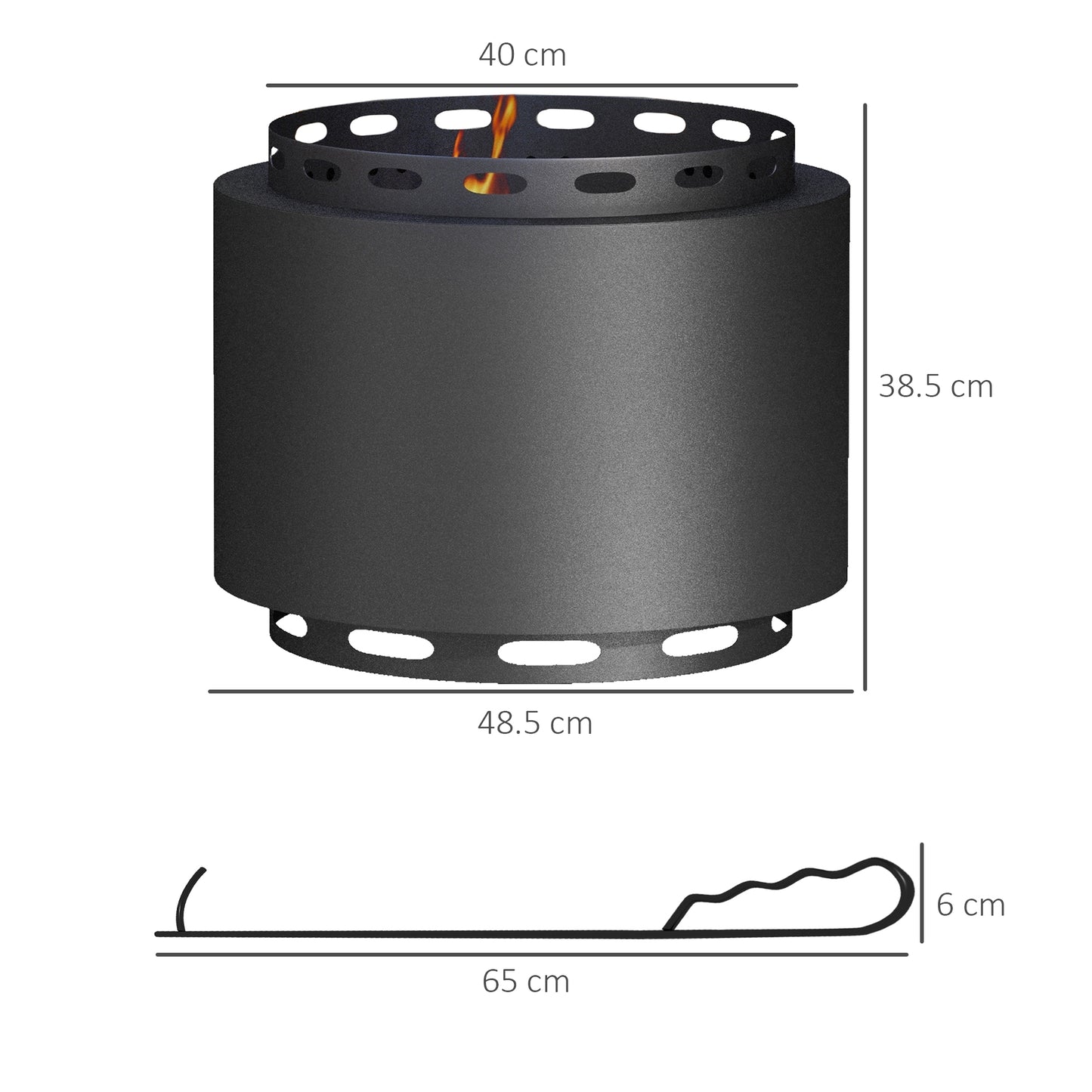 Smokeless Fire Pit, 48.5cm Portable Wood Burning Firepit with Poker (1)