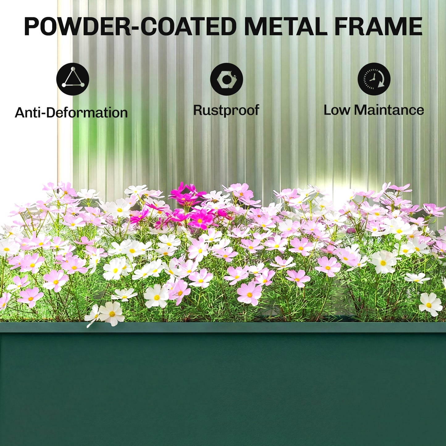 Raised Planter, Metal Raised Garden Bed on Legs with Drainage Hole