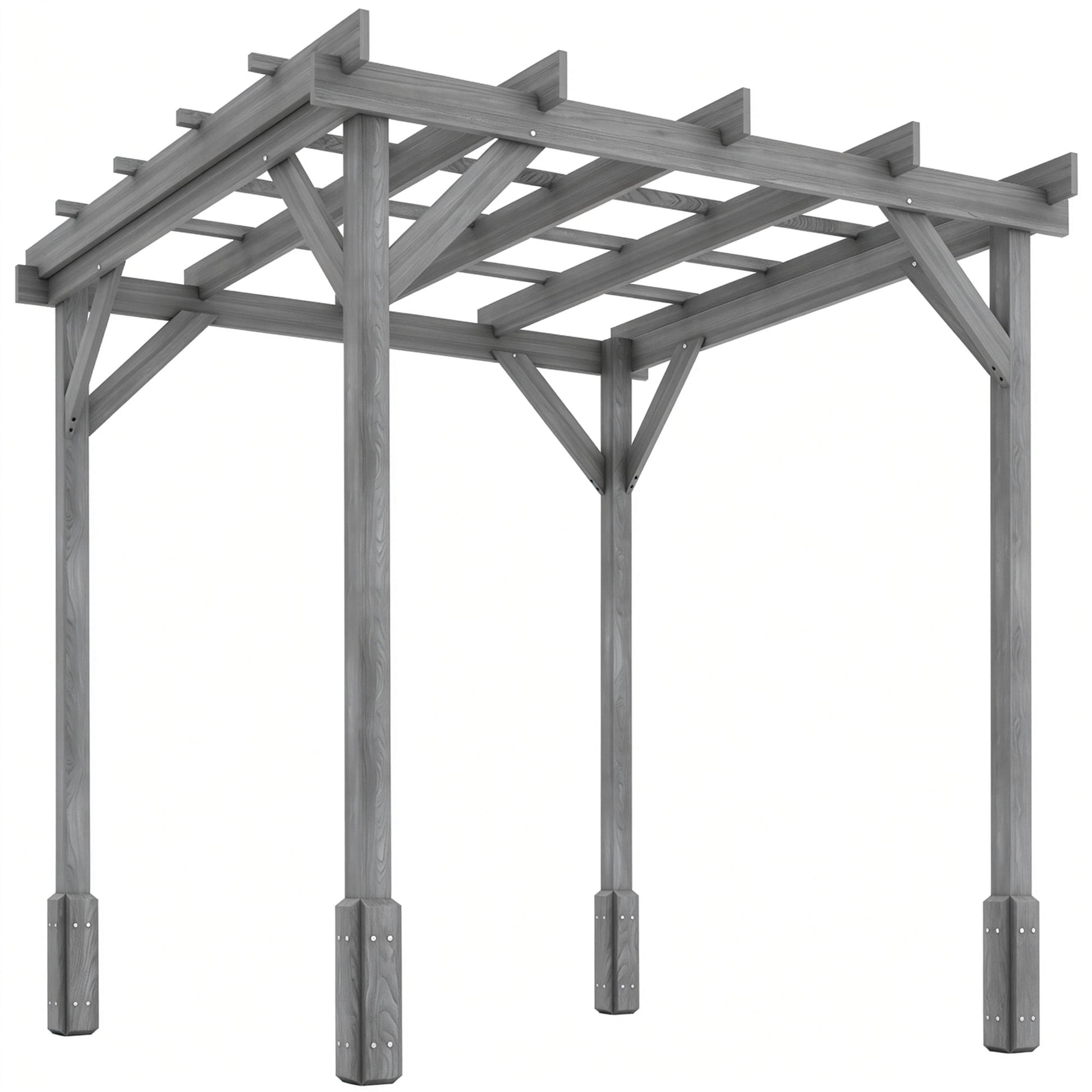 2 x 2m Wooden Pergola Kit, Decorative Garden Gazebo Shelter