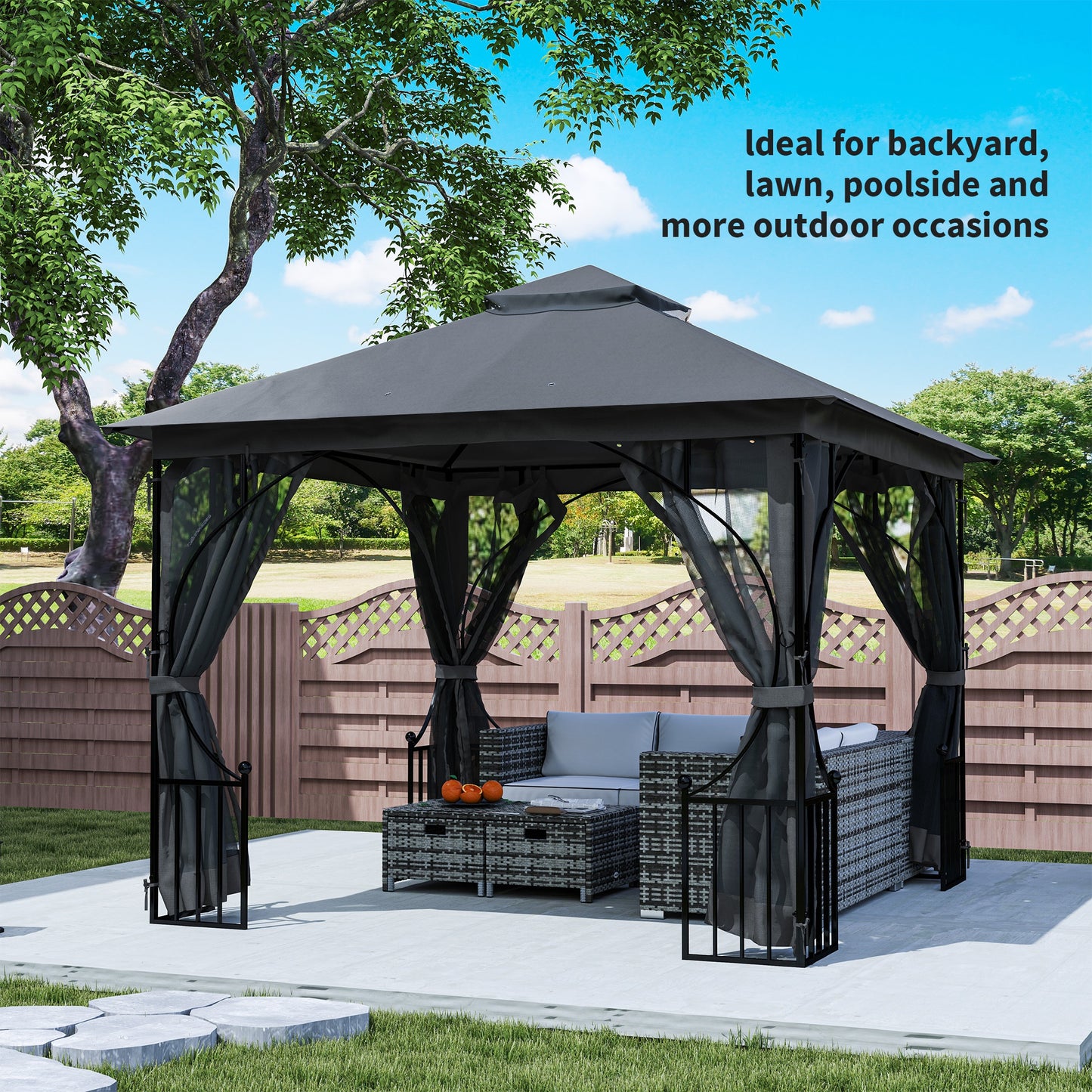 3 x 3m Garden Gazebo Patio Party Tent Shelter Outdoor Canopy Double