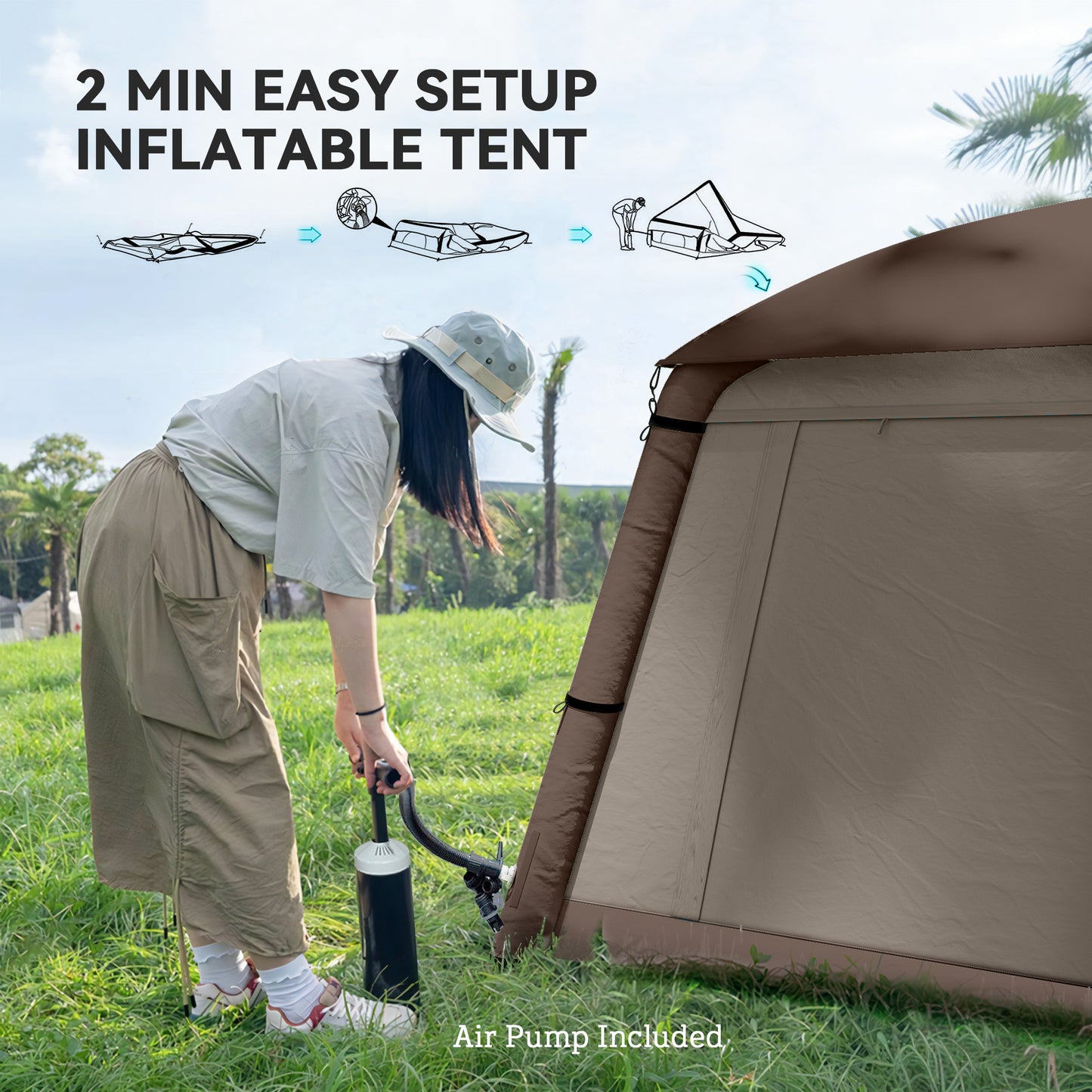 Blow Up Tent w/ Hand Pump, Inflatable Camping Tent