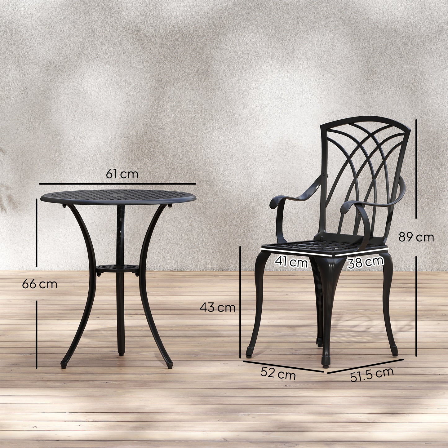 3 Pieces Garden Dining Set for 2