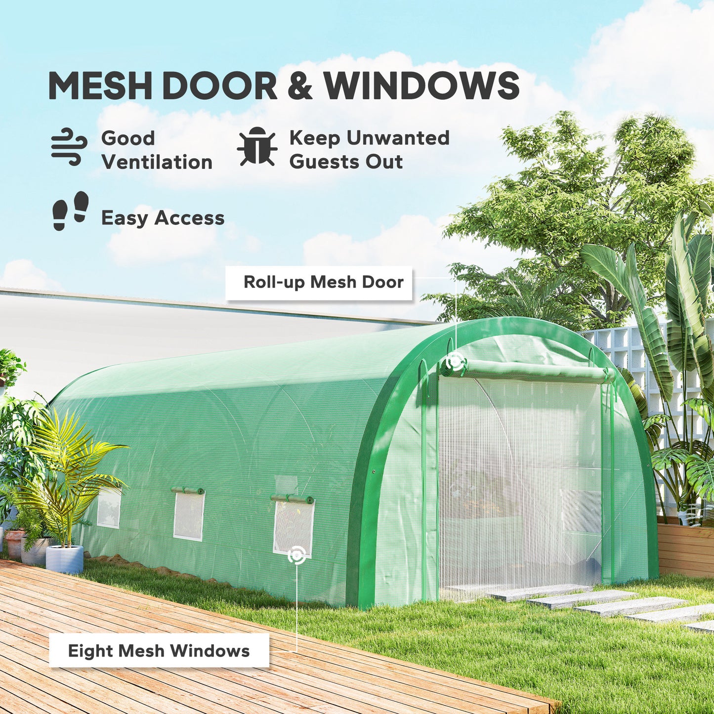 6 x 3(m) Polytunnel Greenhouse with Upgraded Structure