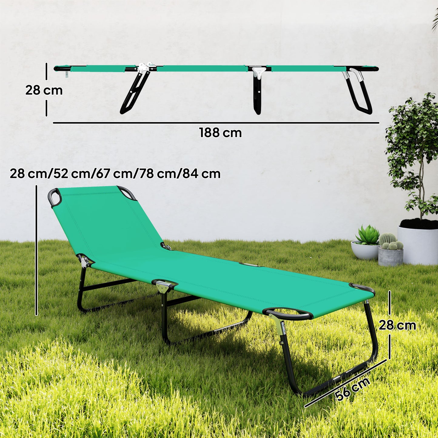 Foldable Sun Lounger with 5-Position Adjustable Backrest (2)