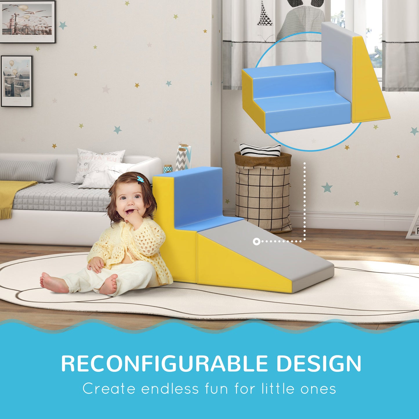 2 Piece Soft Play Set for Toddler Climb and Crawl, for 12-36 Months