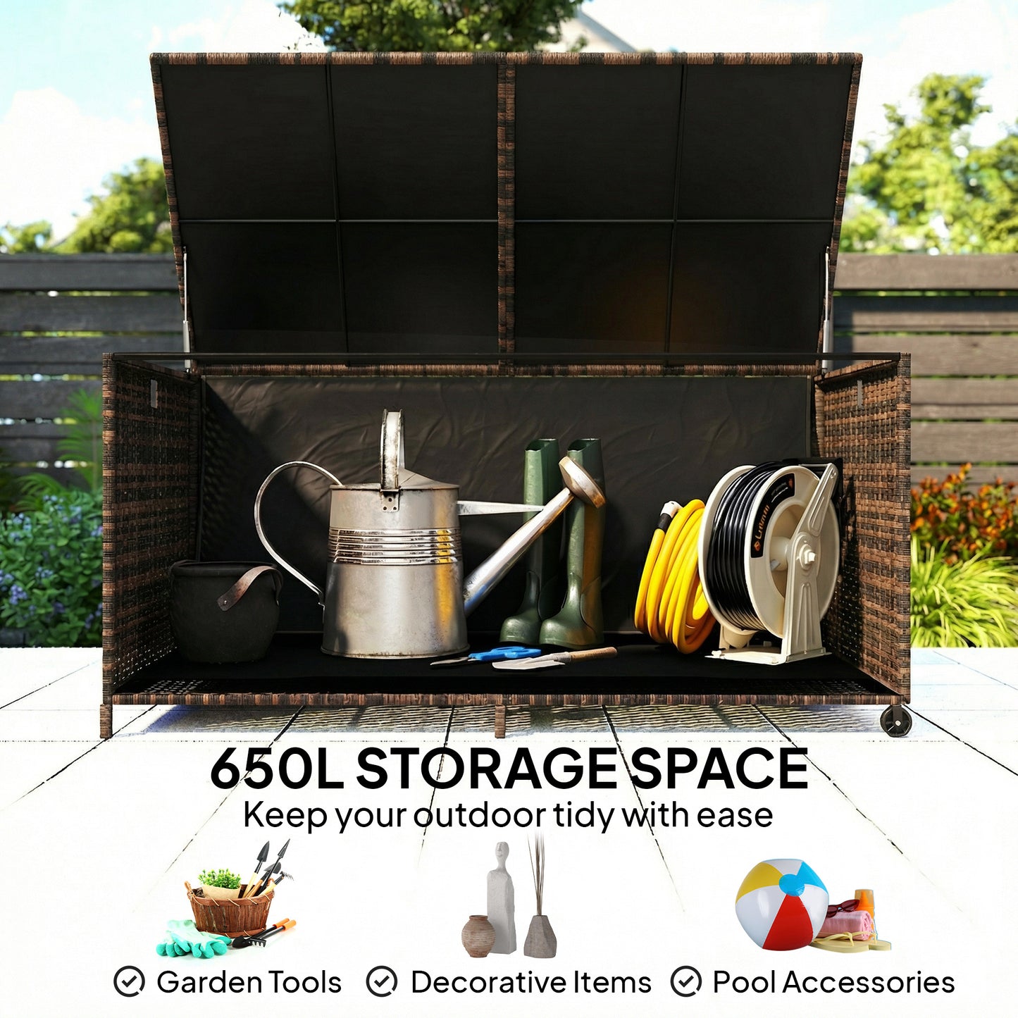 650L Garden Storage Box with 2 Wheels